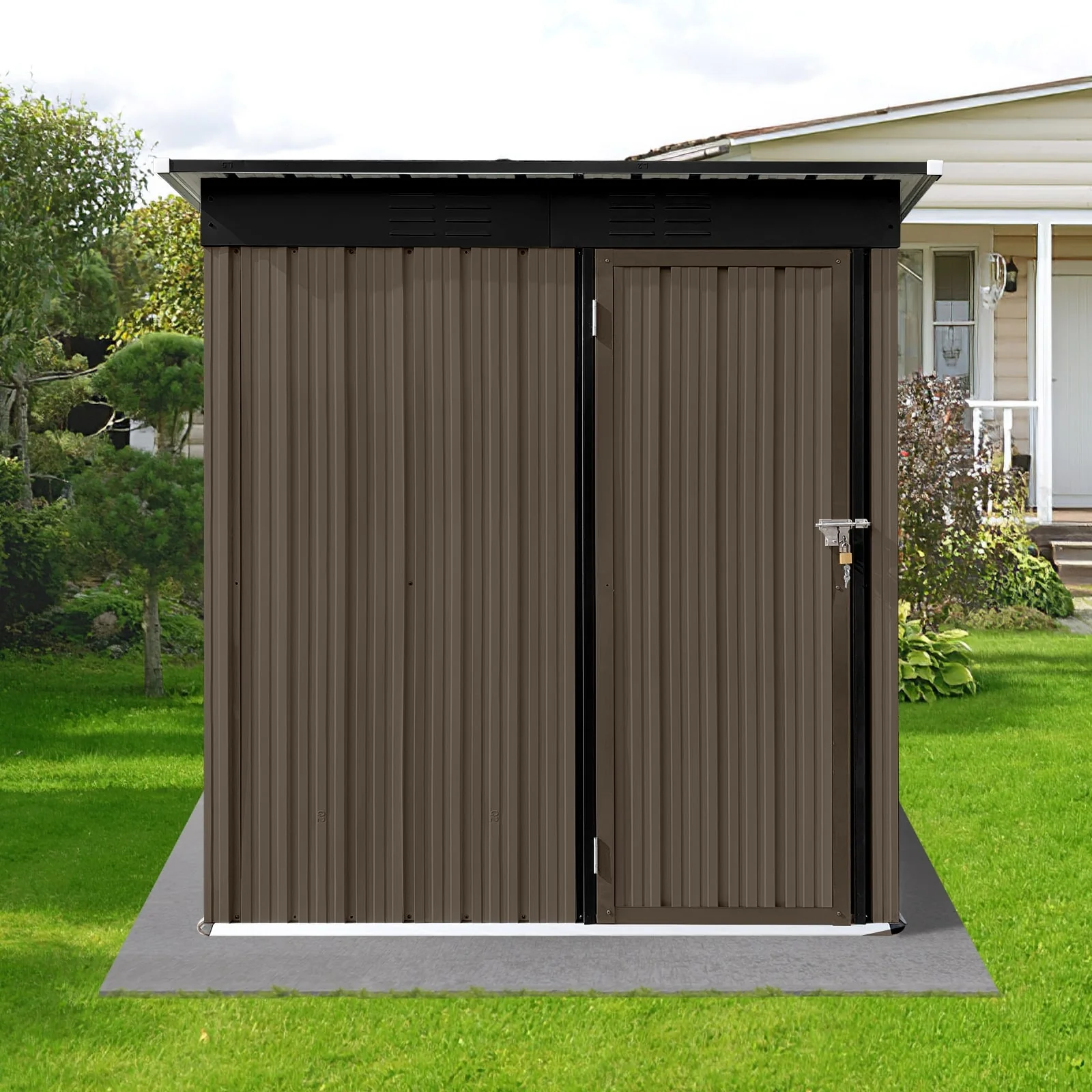 GDFStudio - Metal Garden Shed 5ft x 4ft Outdoor Storage Shed with Hinged Door and Padlock
