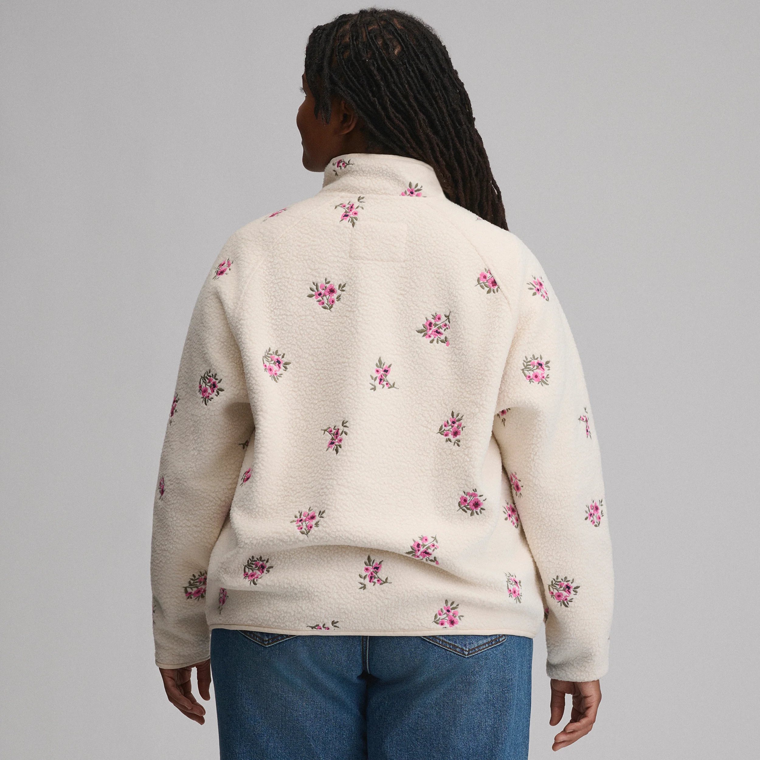 Women's Plush Fleece Snap-Mock Pullover - Embroidered