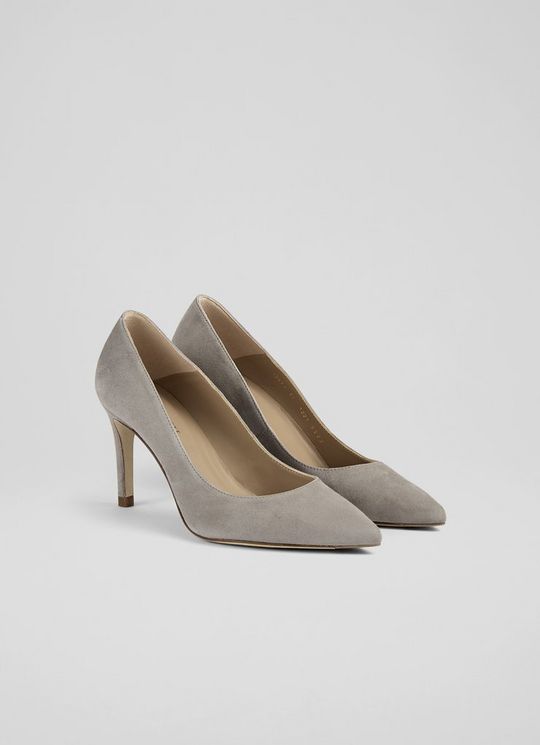 Floret Grey Suede Pointed Toe Courts