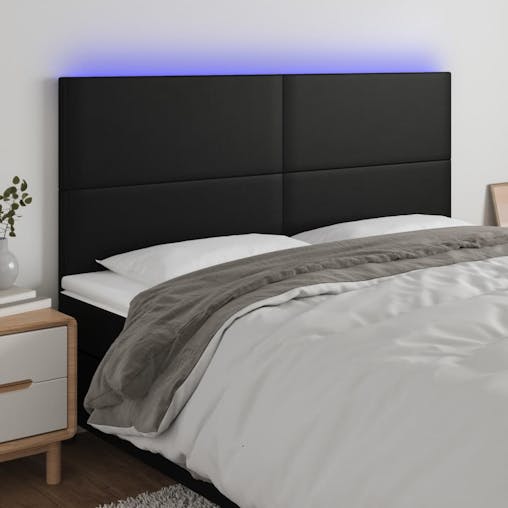 NNEVL LED Headboard Black 160x5x118/128 cm Faux Leather