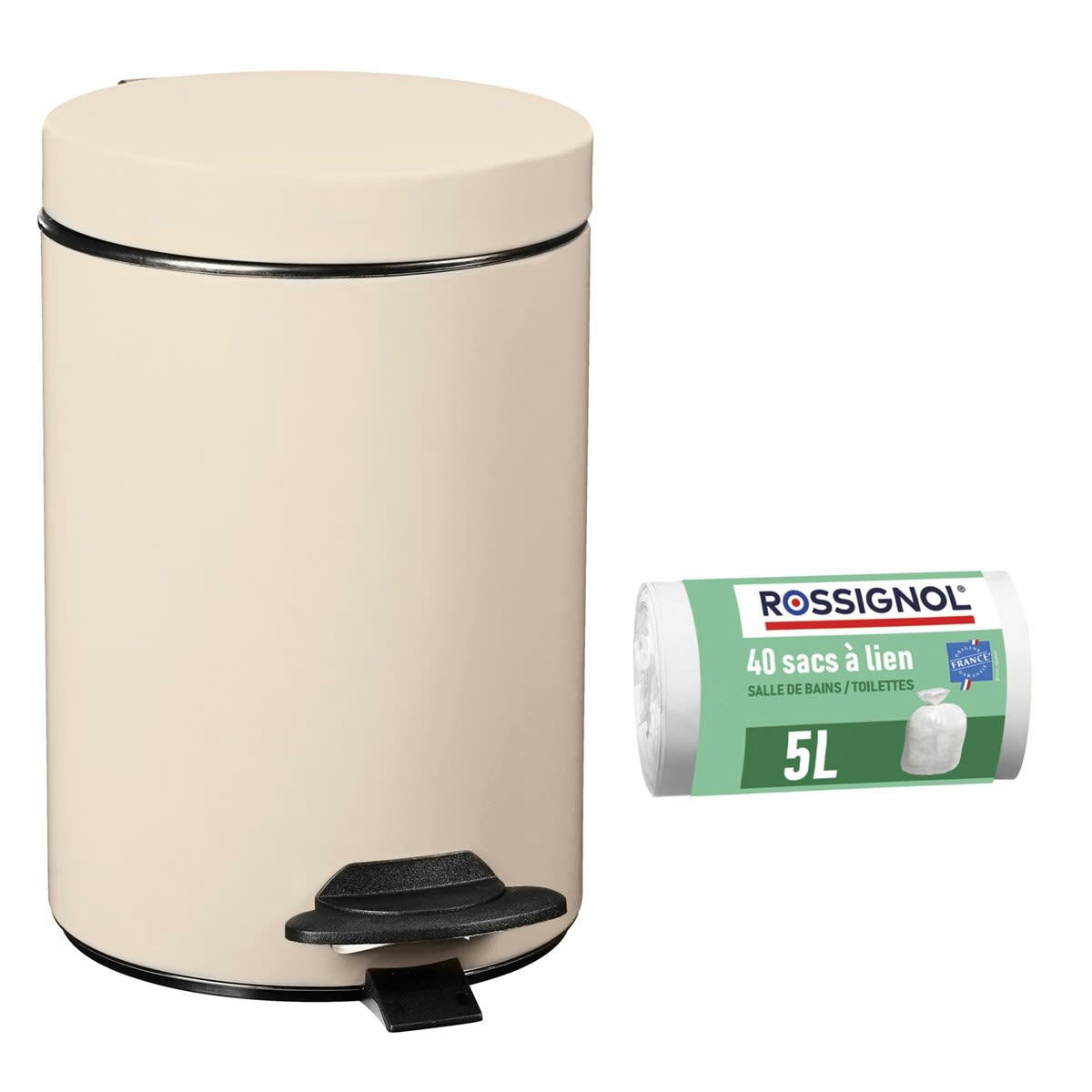 CYJEU - Poubelle de salle de bain à pédale 3L et 40 sacs poubelle 5L