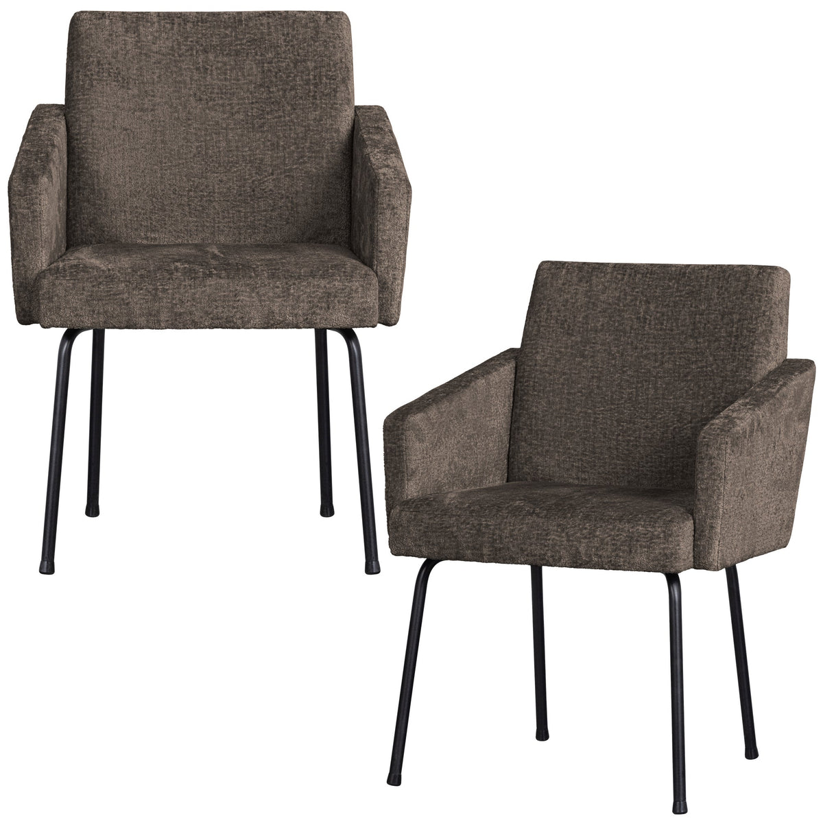 WOOOD eetkamerstoelen Mount - Polyester - Grijs/Bruin - Set van 2