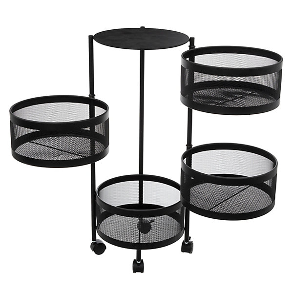 Desserte de cuisine ronde à 4 niveaux en métal Mayaj noir ,5Five