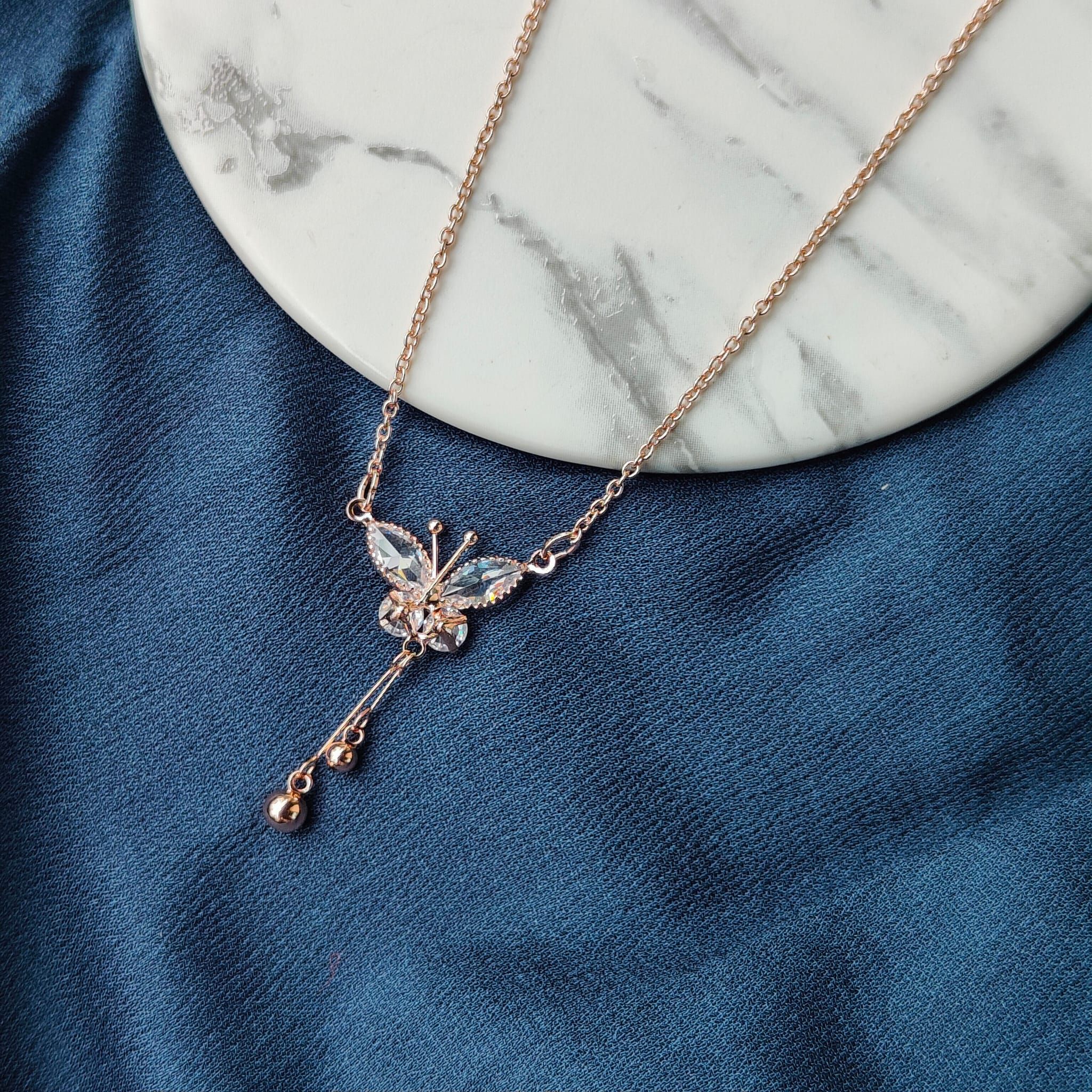 The Colourful Aura Large Butterly Zircon Crystal Dokiya Pendant Animal Necklace