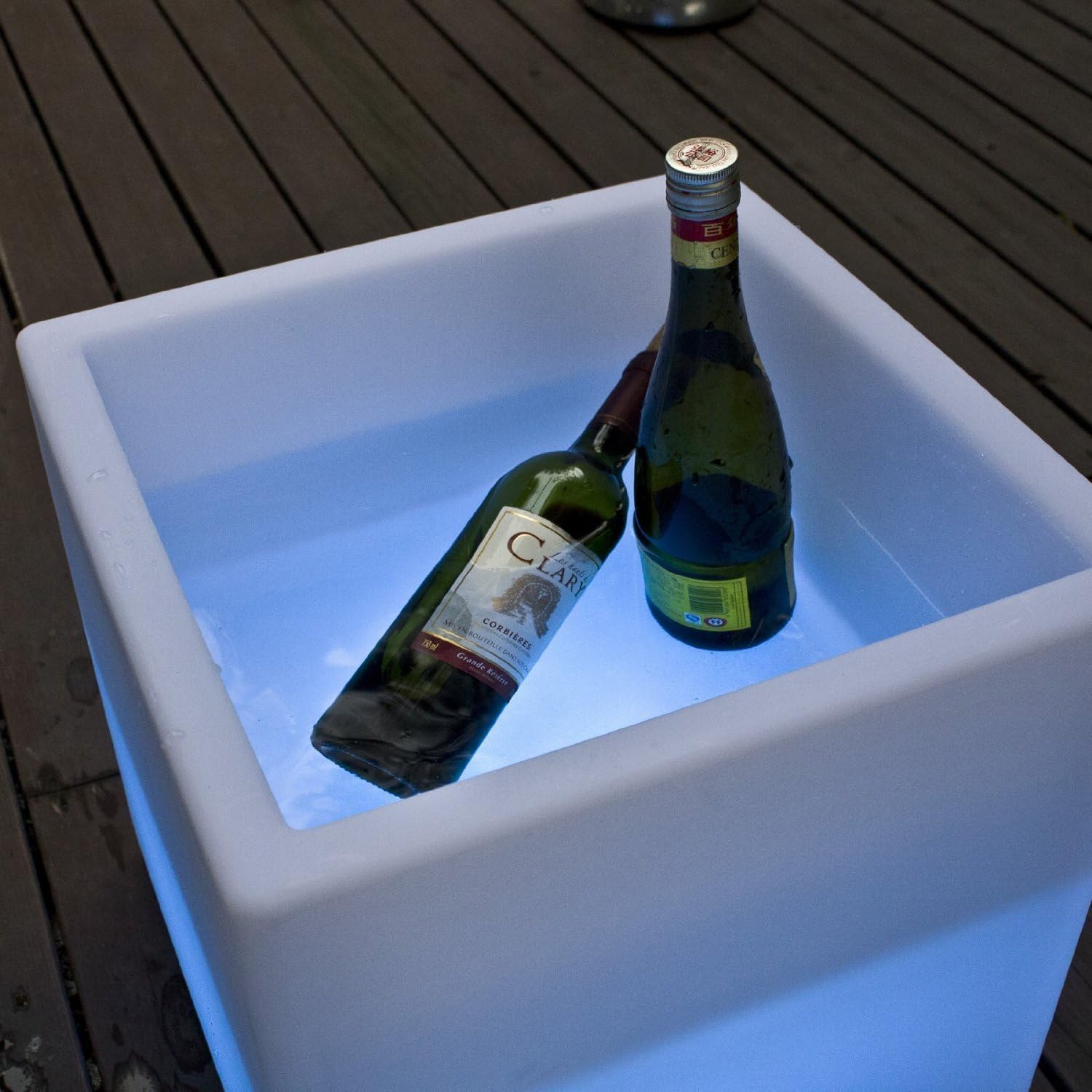 Hullaballoo 16-Inch LED Storage Cube Decorative Glow Furniture Waterproof Rechargeable RGB Color Changing Ice Bucket Flower Pot Planter w/Remote Party Night Romantic Indoor Outdoor Lighting