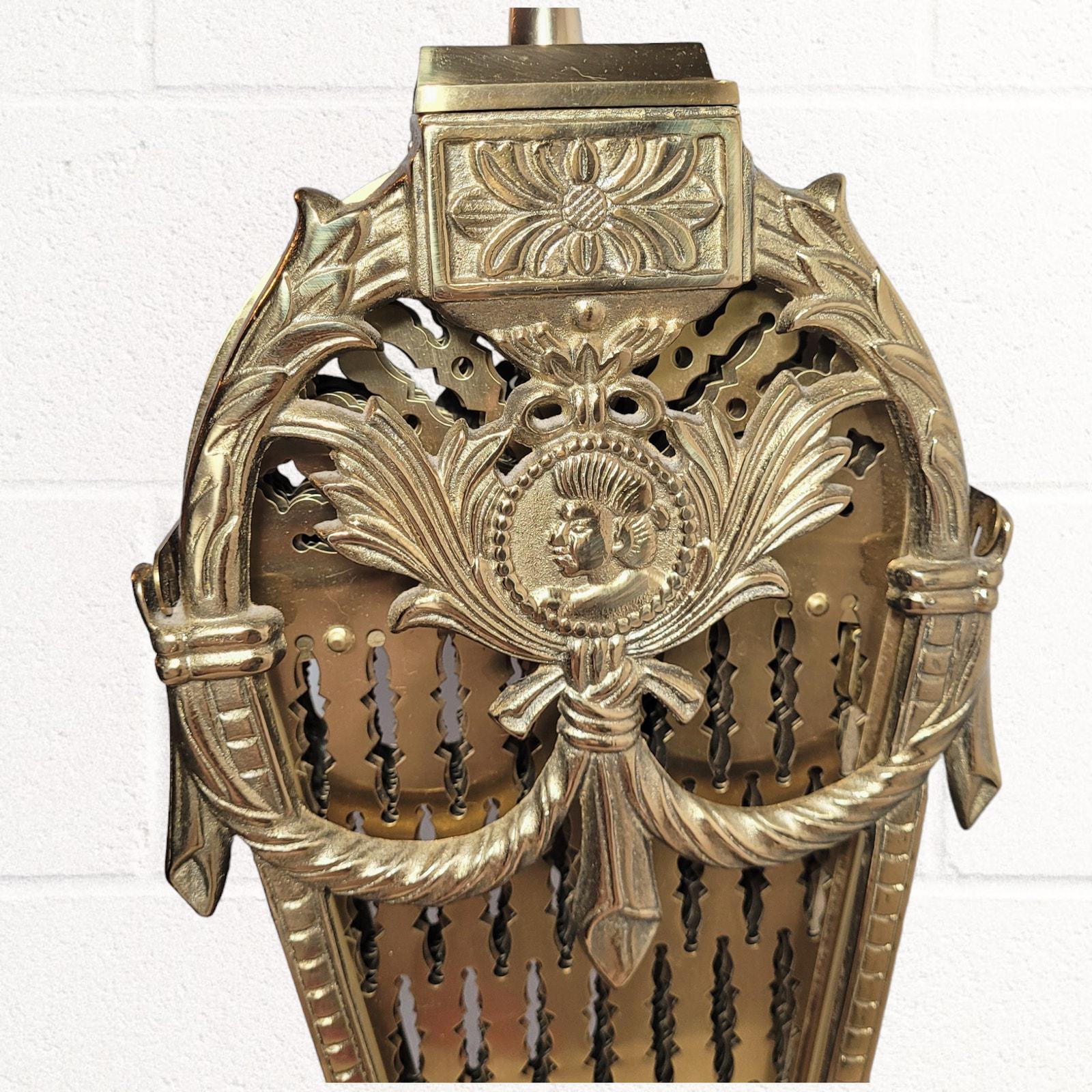 Vintage Art Nouveau Brass Ornate Peacock Folding Fan Fireplace Screen Victorian ~ Wonderful Christmas Gift! Housewarming Gift!