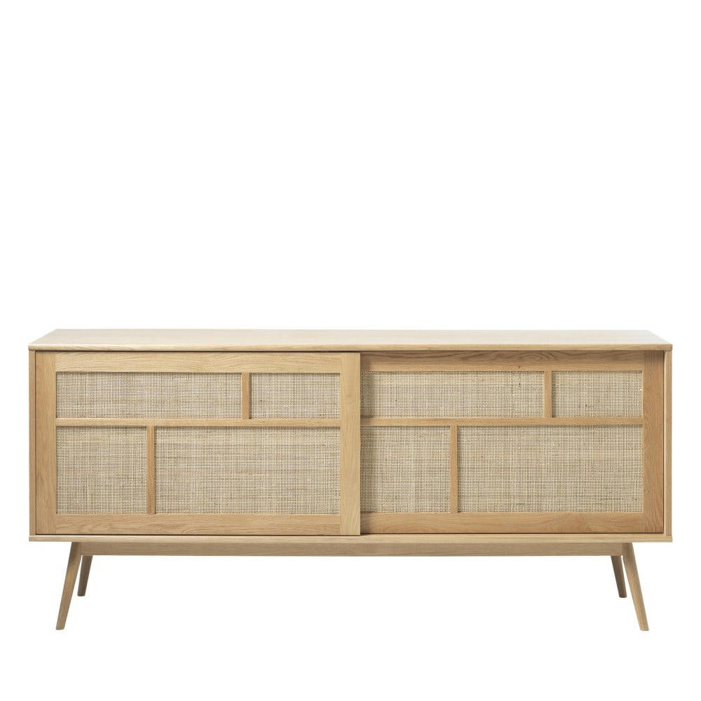KIYO - Buffet 2 portes en bois et cannage L180cm bois clair