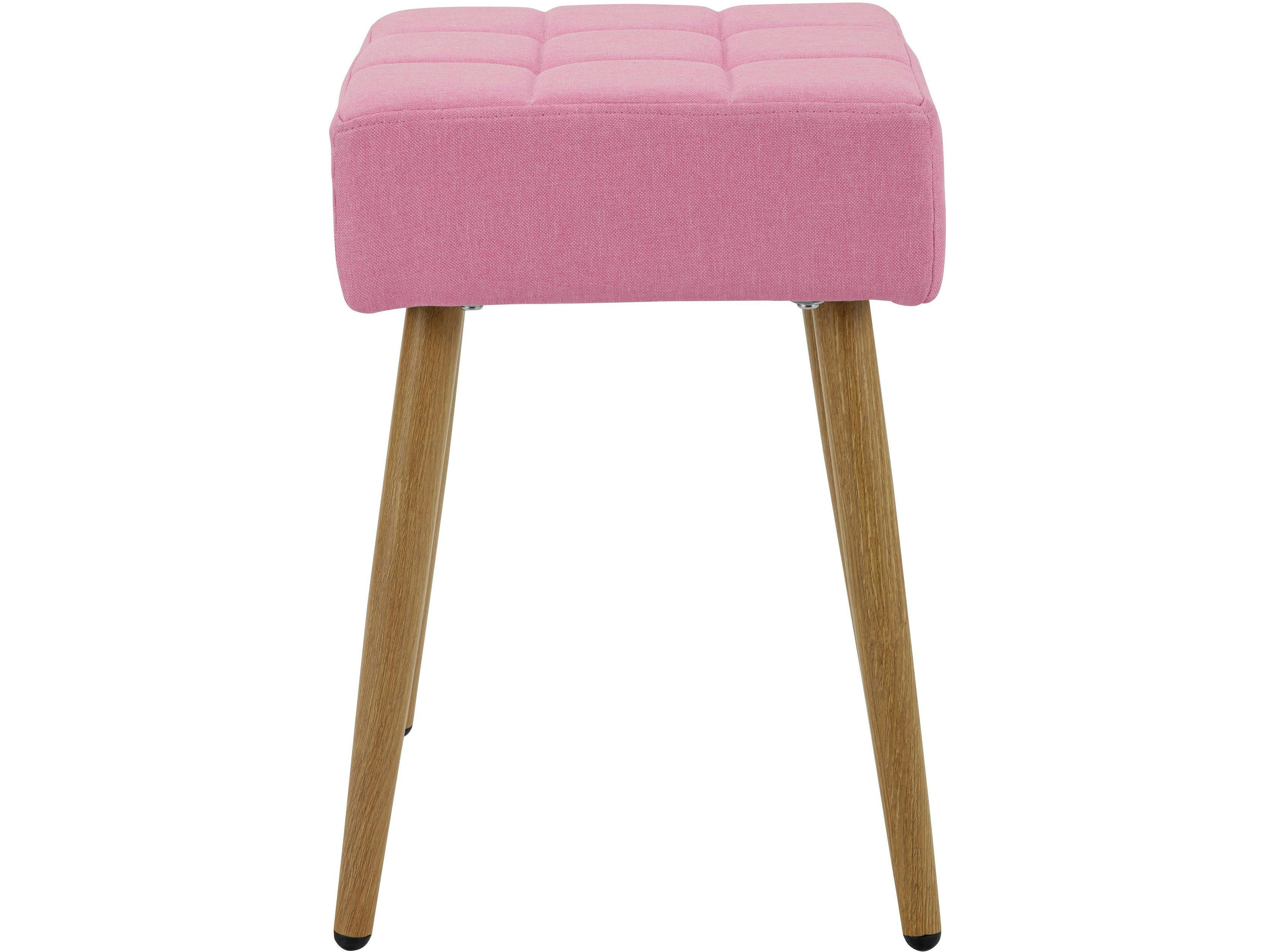 LOUISE - Tabouret en tissu rose et pieds en métal chêne