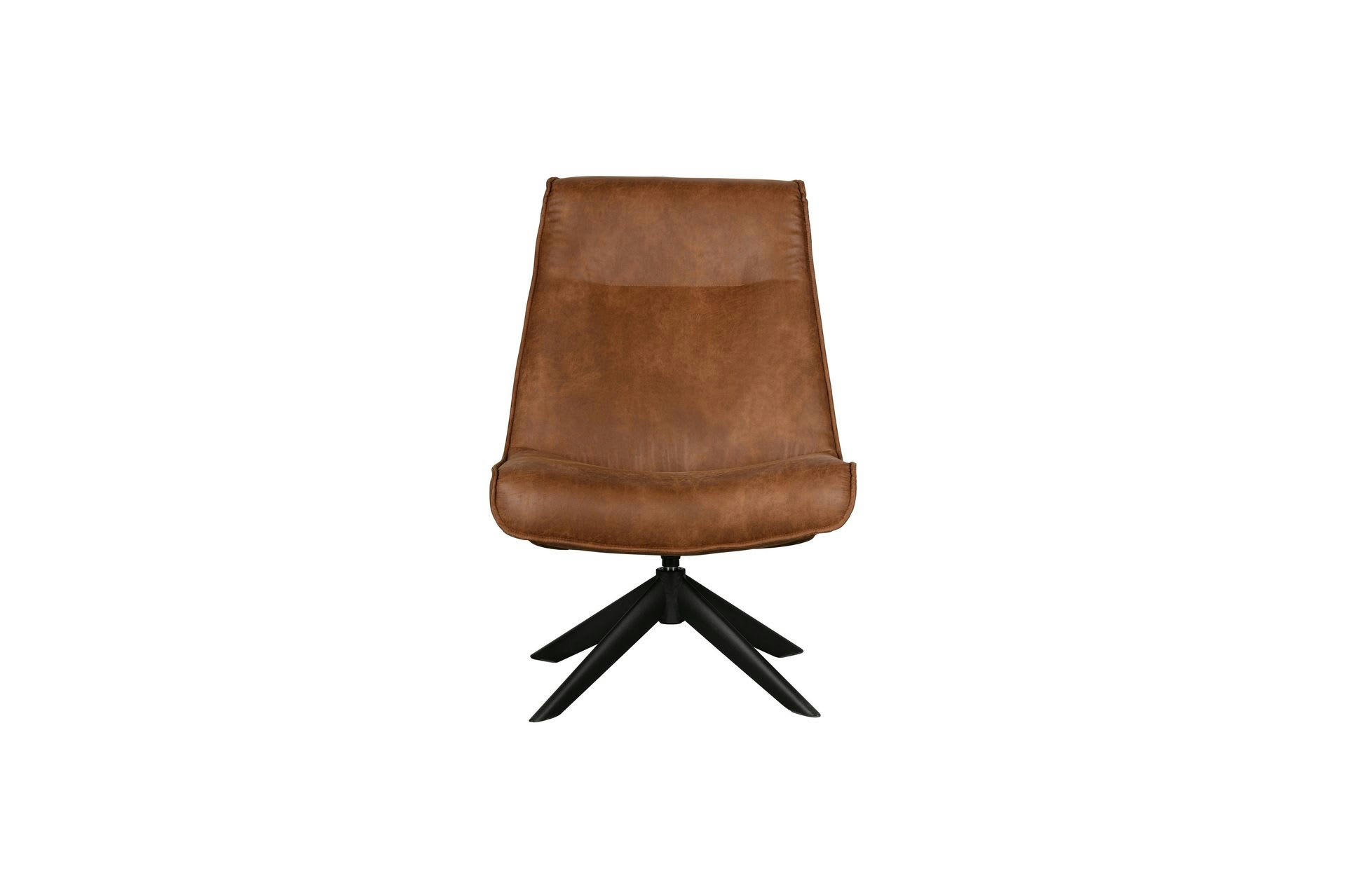 SKYLER - Fauteuil en cuir marron