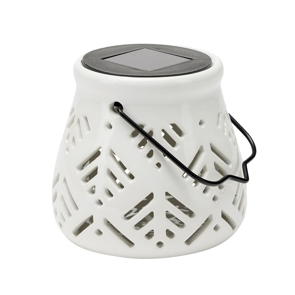 Mini lanterne blanche en céramique à poser ou à suspendre Ø12xH12cm