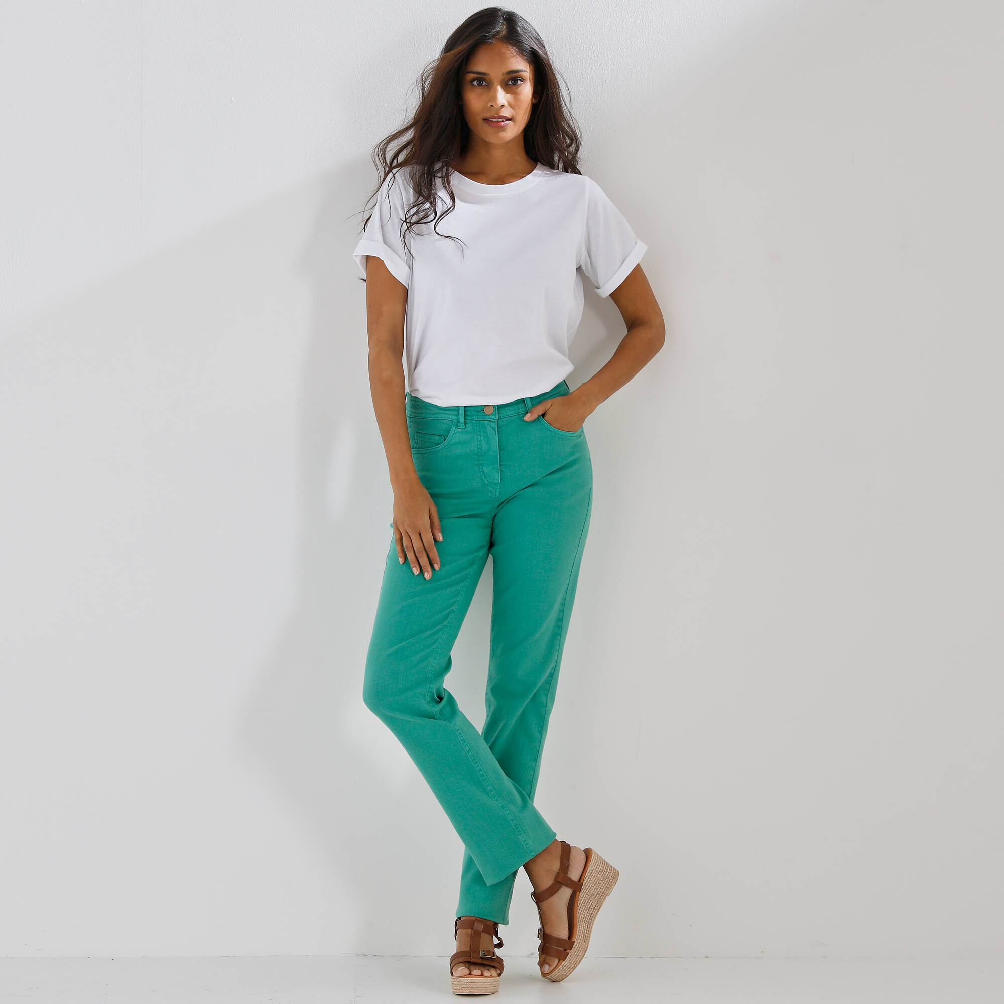 Pantalon droit sculptant, renfort gainant