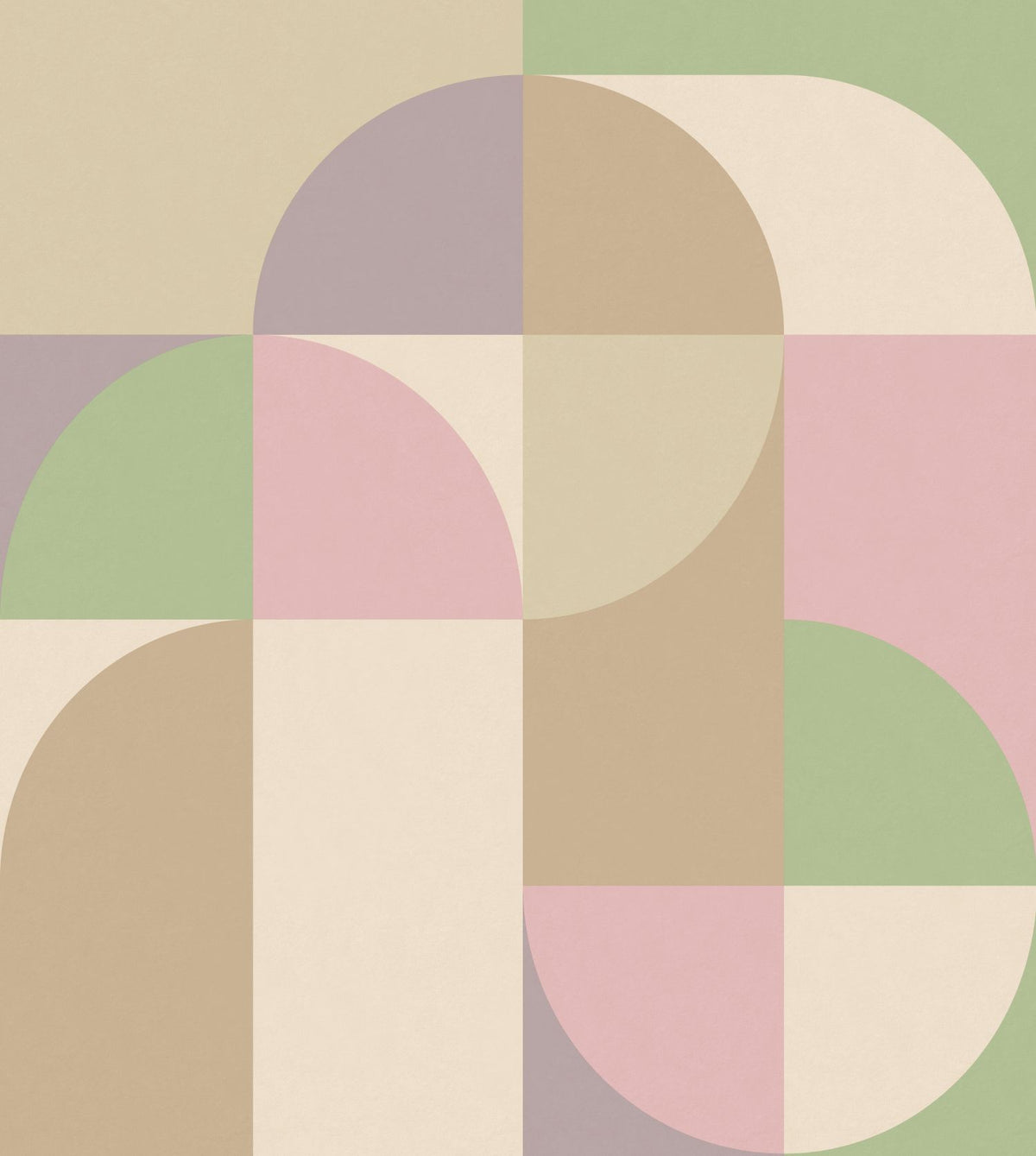 ESTAhome fotobehang cirkels in Bauhaus stijl groen, roze en bruin - 2.5 x 2.79 m - 159634
