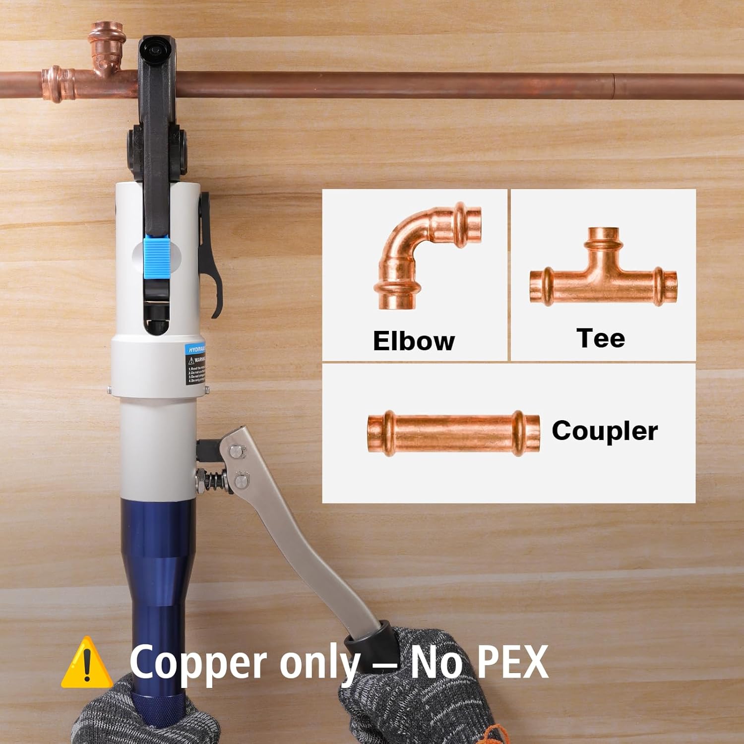 Hydraulic Copper Pipe Press Tool for Viega ProPress Fittings | Includes 1/2, 3/4, & 1 Dies | Ideal for Narrow Spaces & Tee Fittings | Includes 1 Set of Dies (1950)