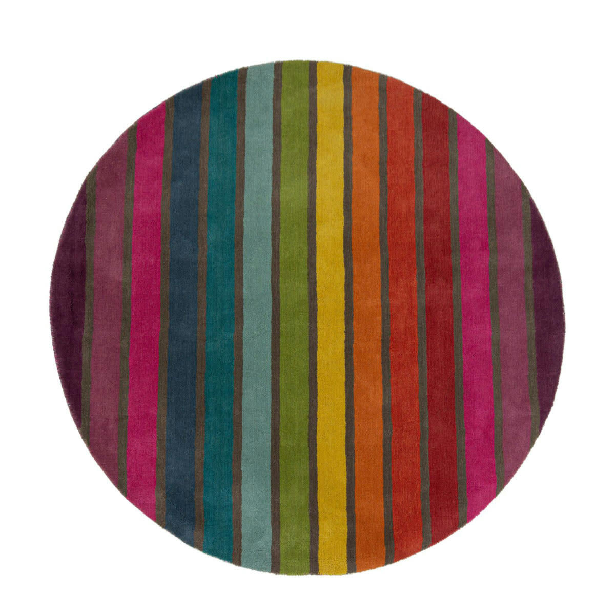 FR DESIGN - Tapis rayé design en laine multicolore Ø 160