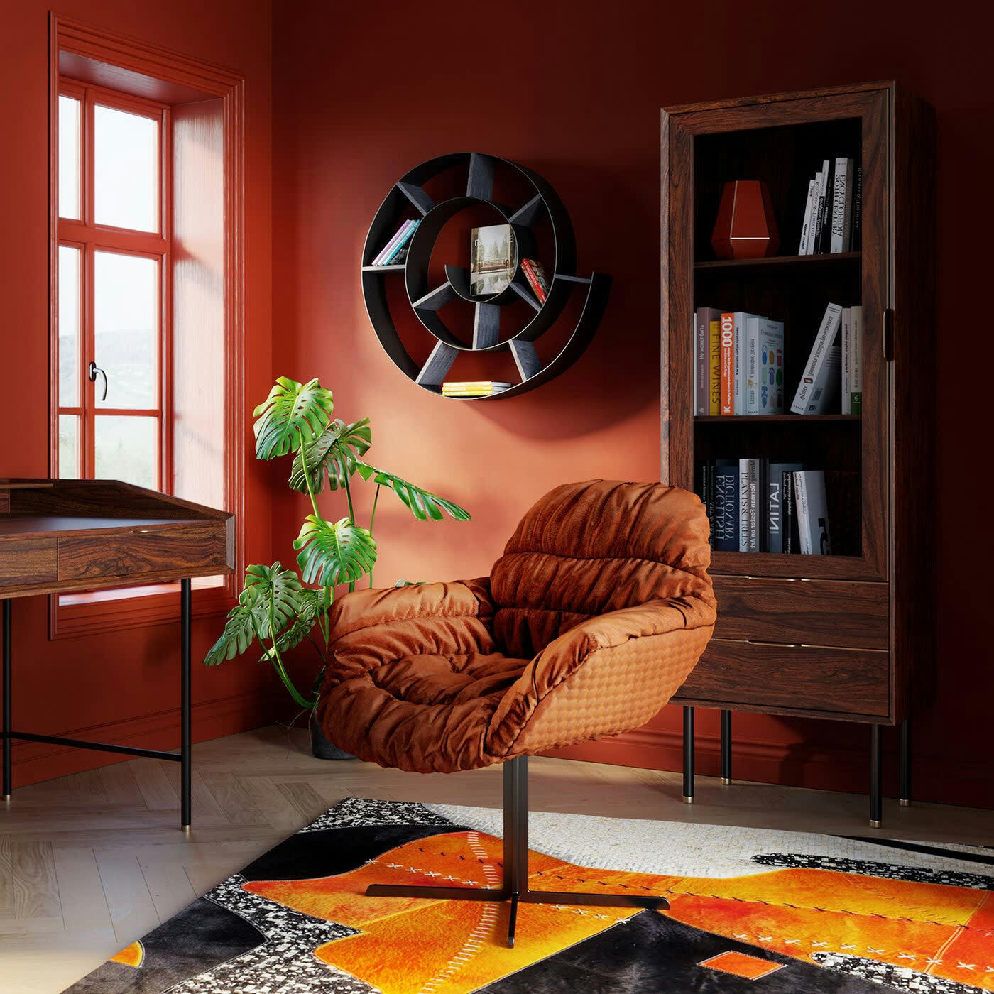 SNAIL - Etagère murale en acier gris argenté D80