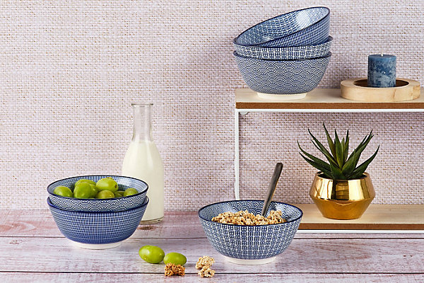 Bol PATTERN 15cm - 6 pièces - Dark blue