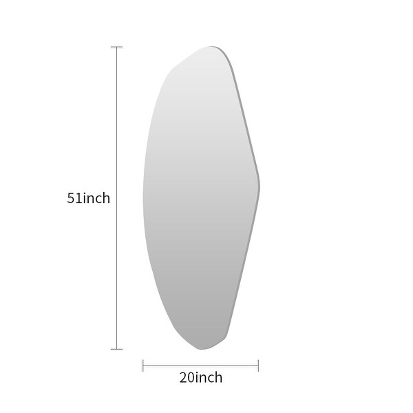 Asymmetrical Mirror, Decorative Wall Mirror with LED - White - 20x51