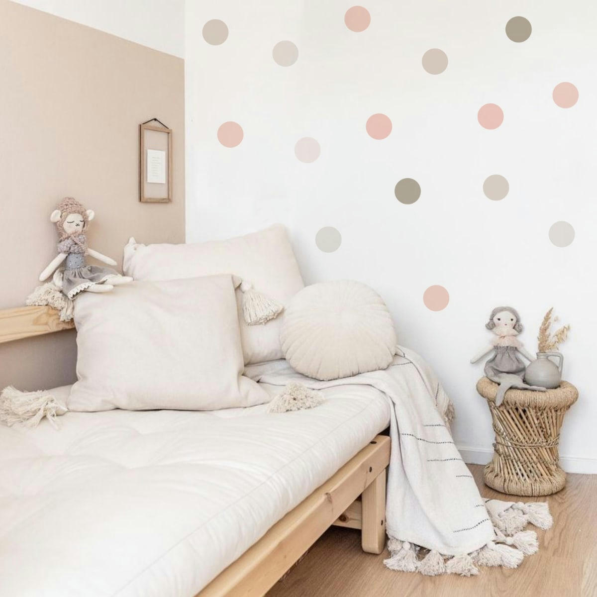 CIRCLES1 - Stickers muraux en vinyle rondes rose et gris tourterelle