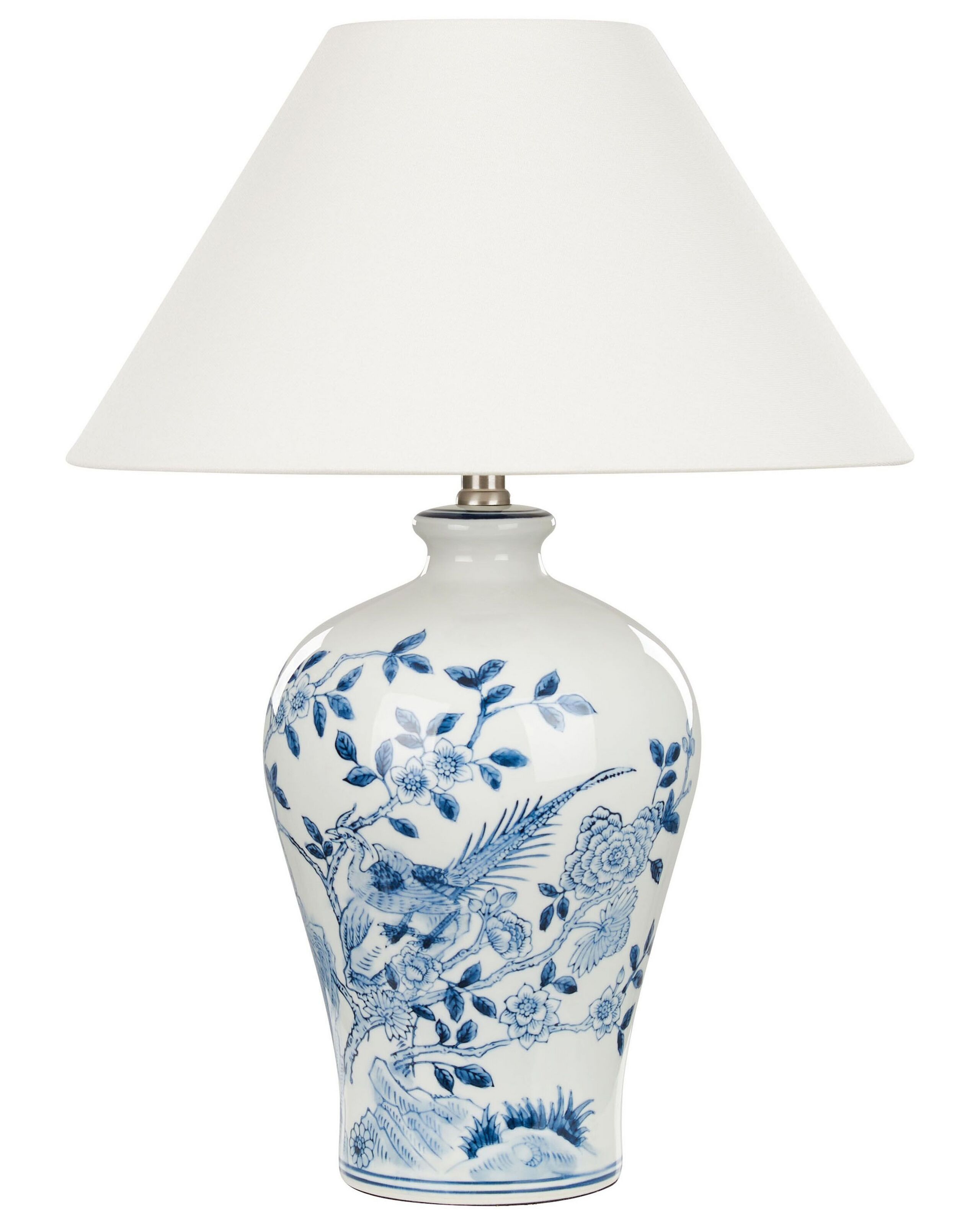 Lampa stołowa porcelanowa biało-niebieska