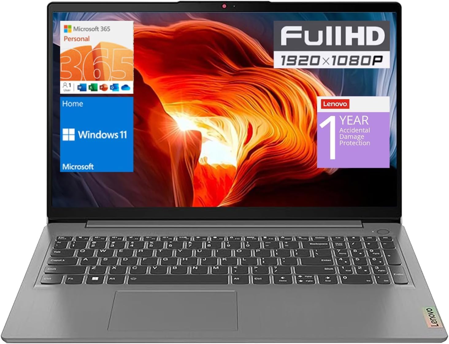 Lenovo IdeaPad 1 Laptop  15.6” FHD Display  Intel Celeron N4500 Processor  20GB RAM  1TB SSD  SD Card Reader  Numeric Keypad  HDMI  Wi-Fi 6  Windows 11 Home  1 Year Office 365  Grey