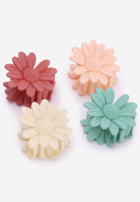 Womens 4pk Rust Matte Mini Flower Hair Clips