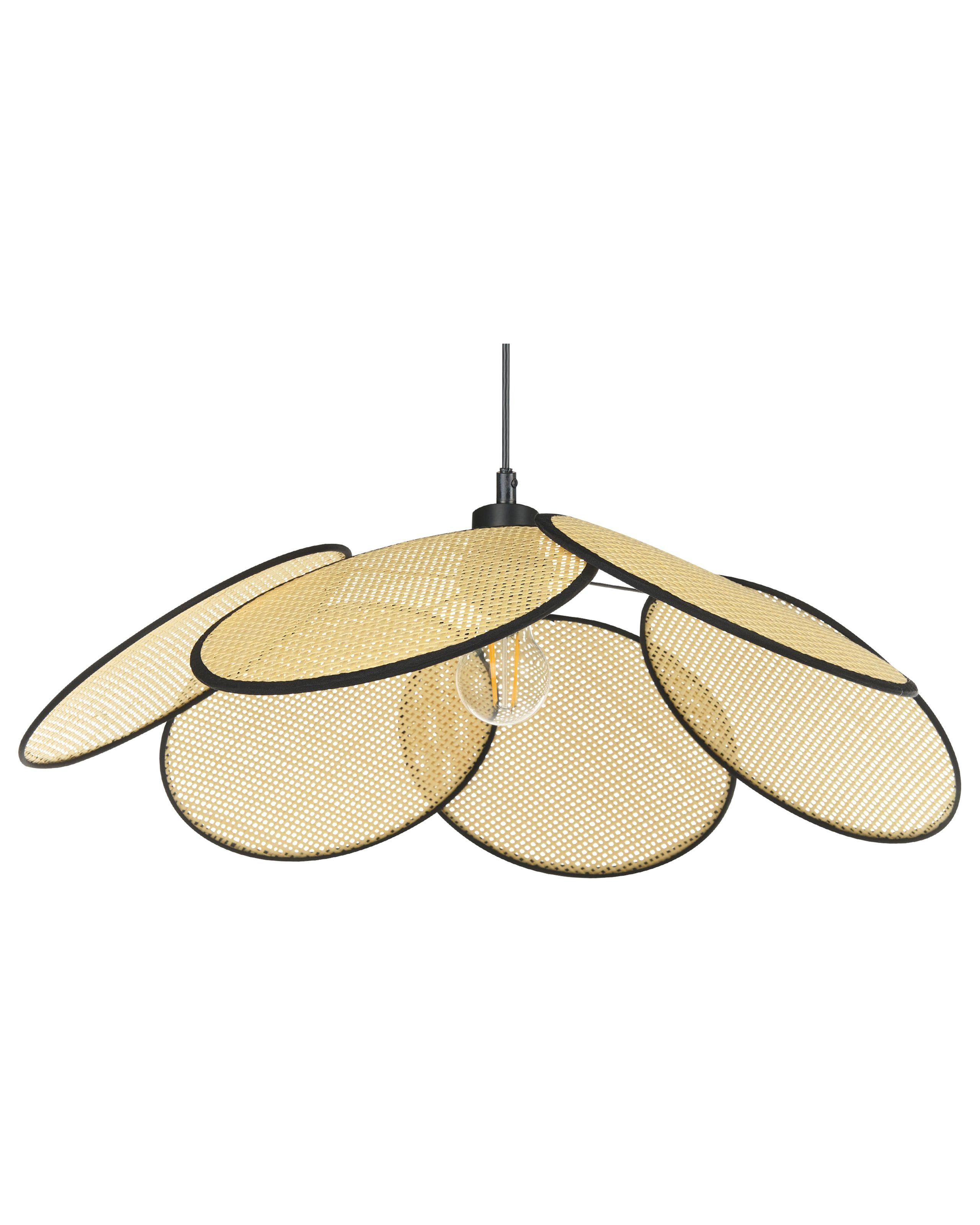 Lampa wisząca papierowy klosz naturalna z czarnym