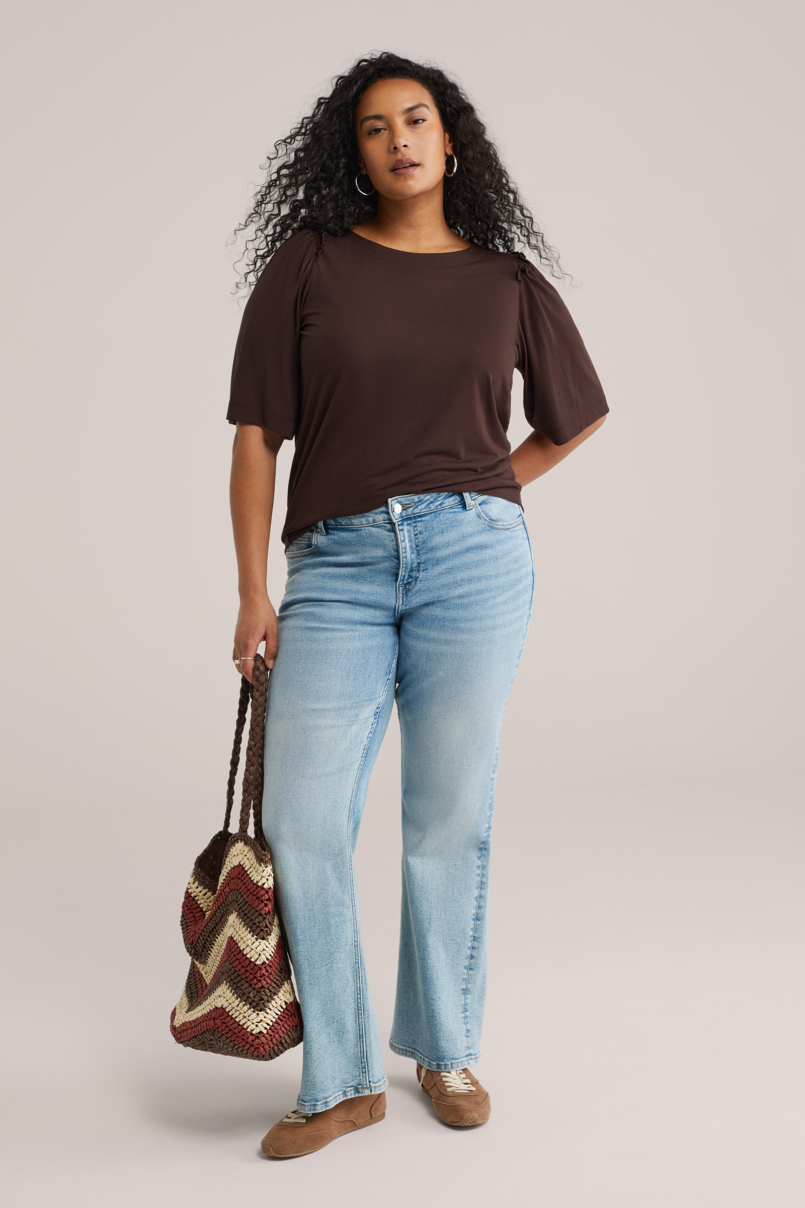 Dames Jersey T-shirt met ruches - Curve