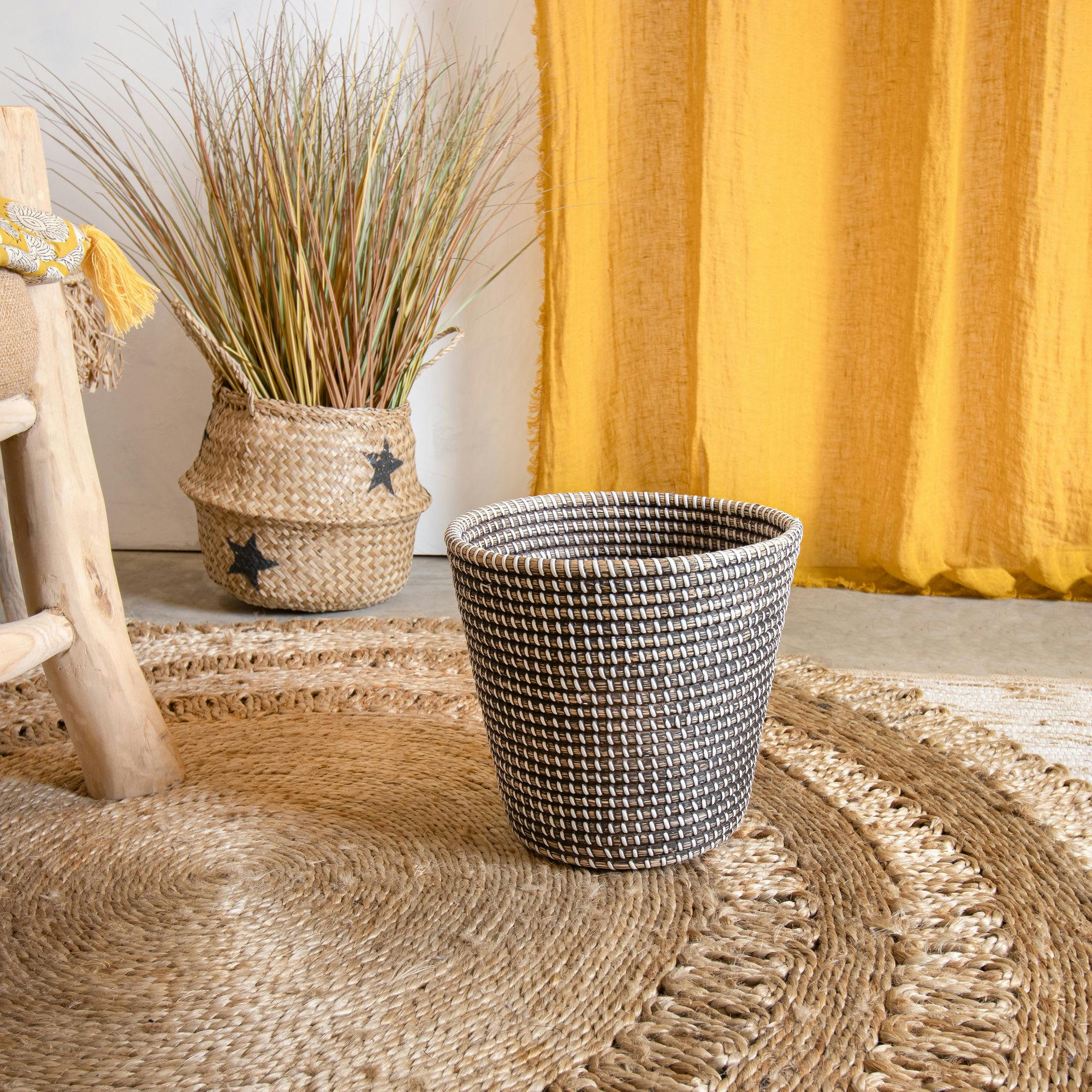 CON DAO - Corbeille à papier en jonc de mer