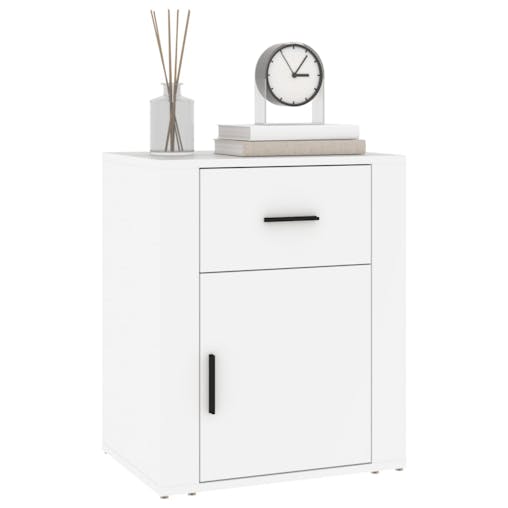 NNEVL Bedside Cabinet White 50x36x60 cm Engineered Wood