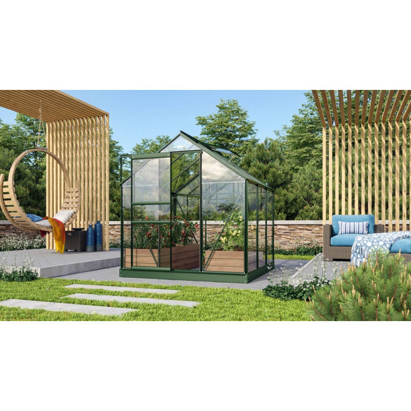 Serre en verre Venus verte 3,8 m² VITAVIA