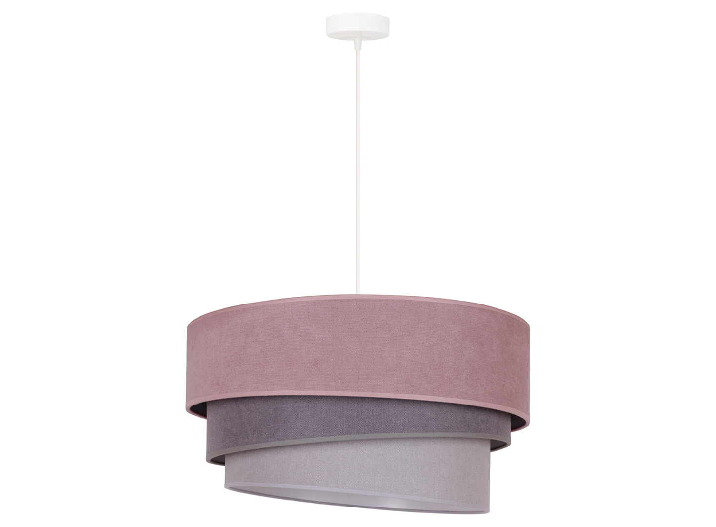 Lampa wisząca Pastell tkaninowa różowo-szara