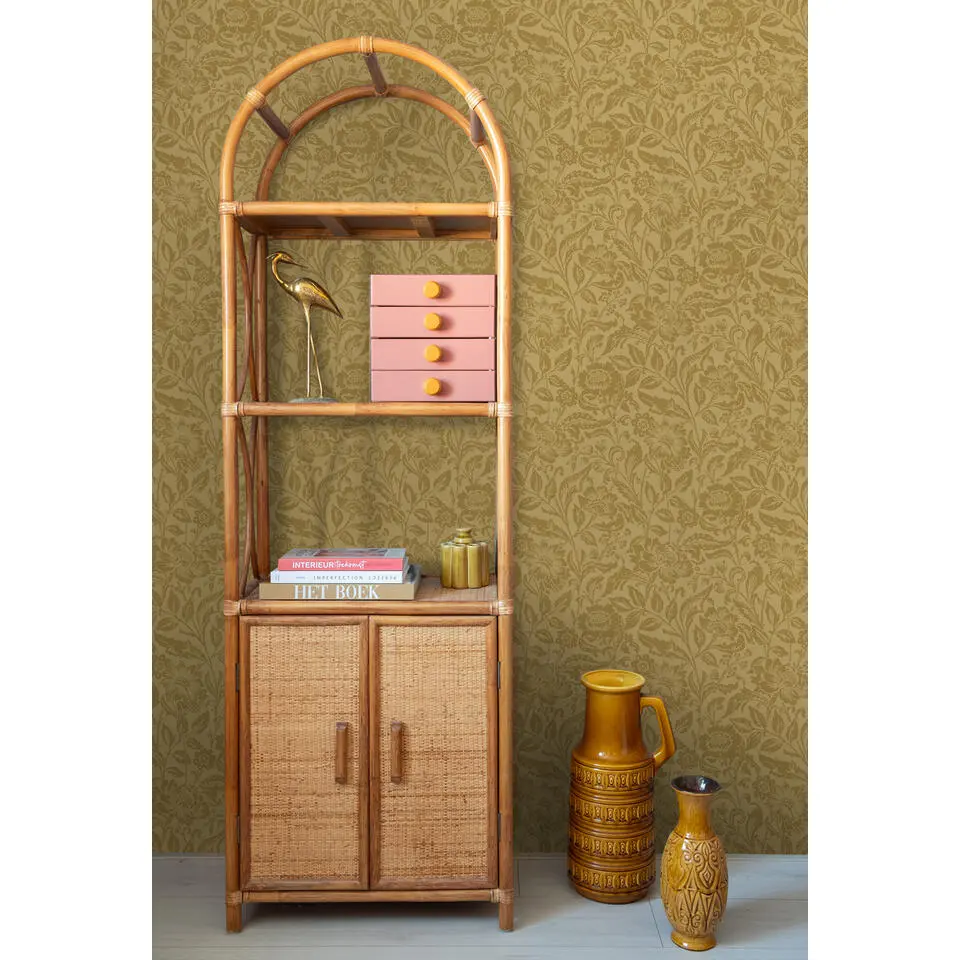 ESTAhome behang vintage bloemen vergrijsd olijfgroen - 50 x 900 cm