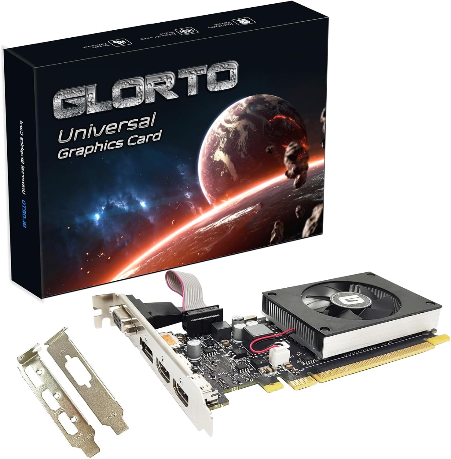 Glorto GeForce GT 730 4G Low Profile Graphics Card, 2X HDMI, DP, VGA, DDR3, PCI Express 2.0 x8, Entry Level GPU for PC, SFF and HTPC, Compatible with Windows 11