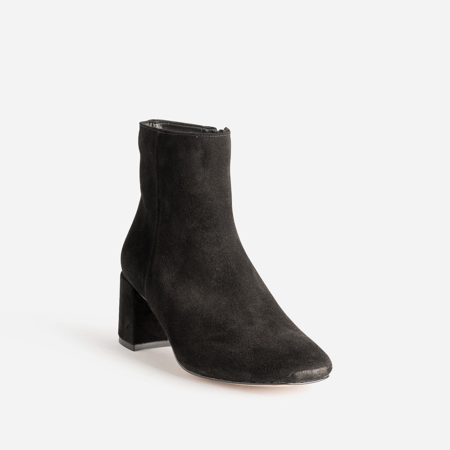 Boots à talon noir cuir velours