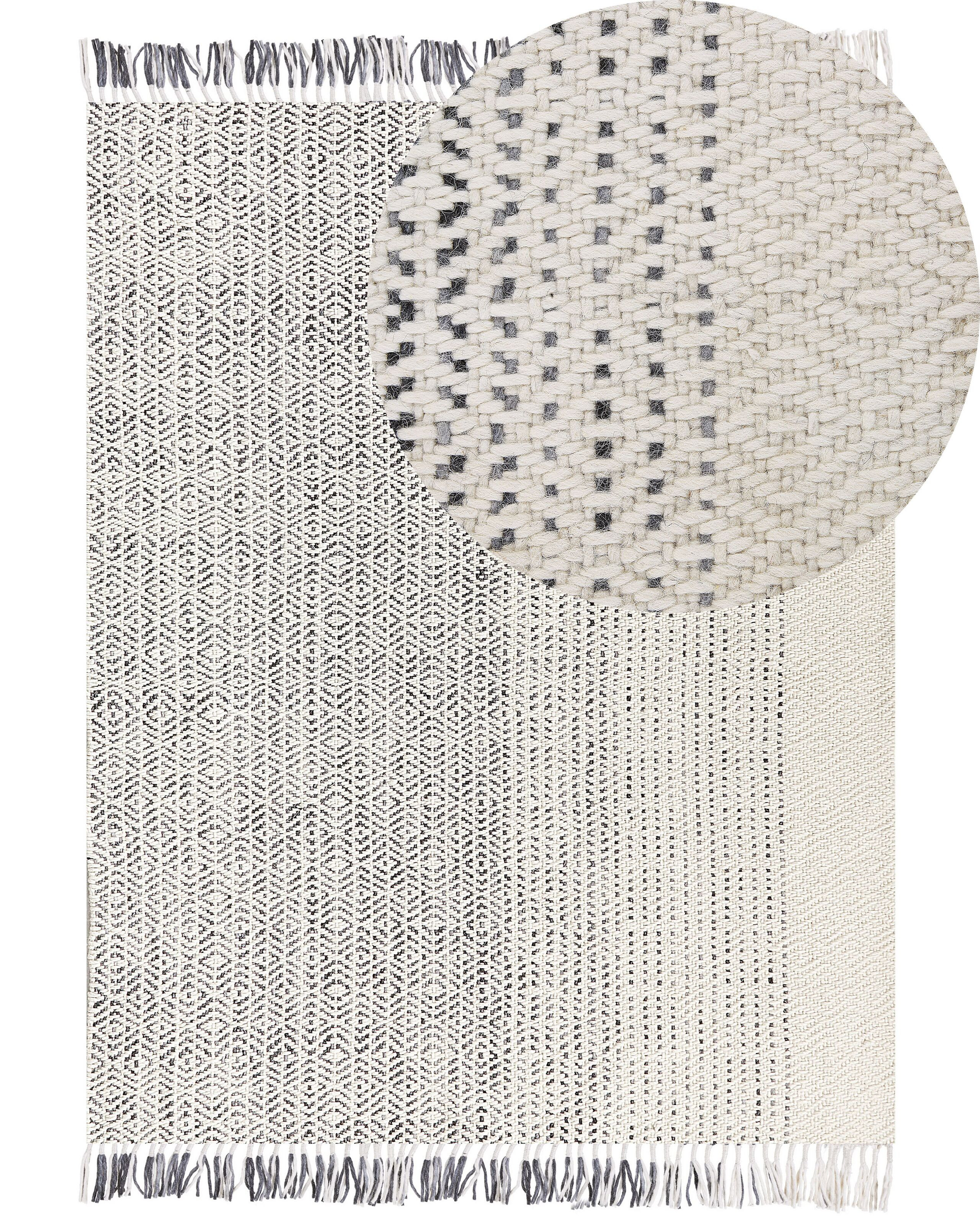Dywan 160 x 230 cm cm wełna biało-niebieski