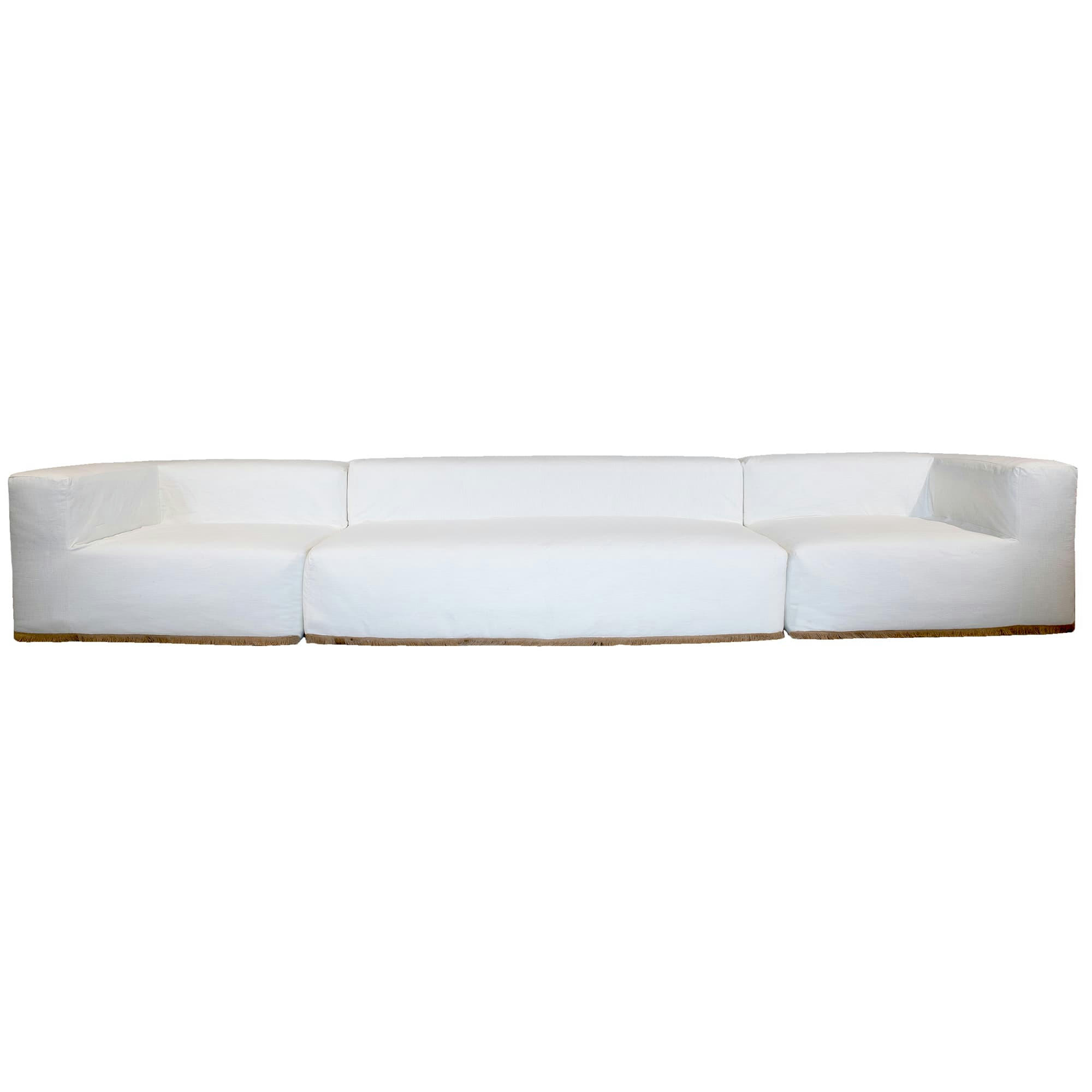 - Canapé modulable - Déhoussable 5/6 places- Coton lavé avec frange