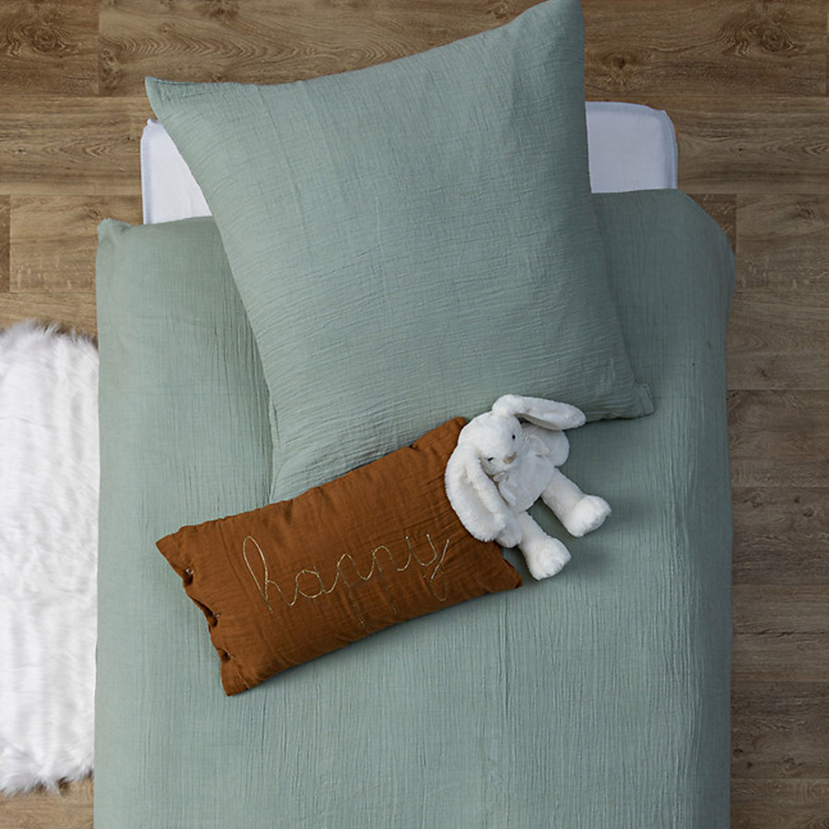 Rectangular cushion "Lili" Cotton gauze, brown, 50x30 cm