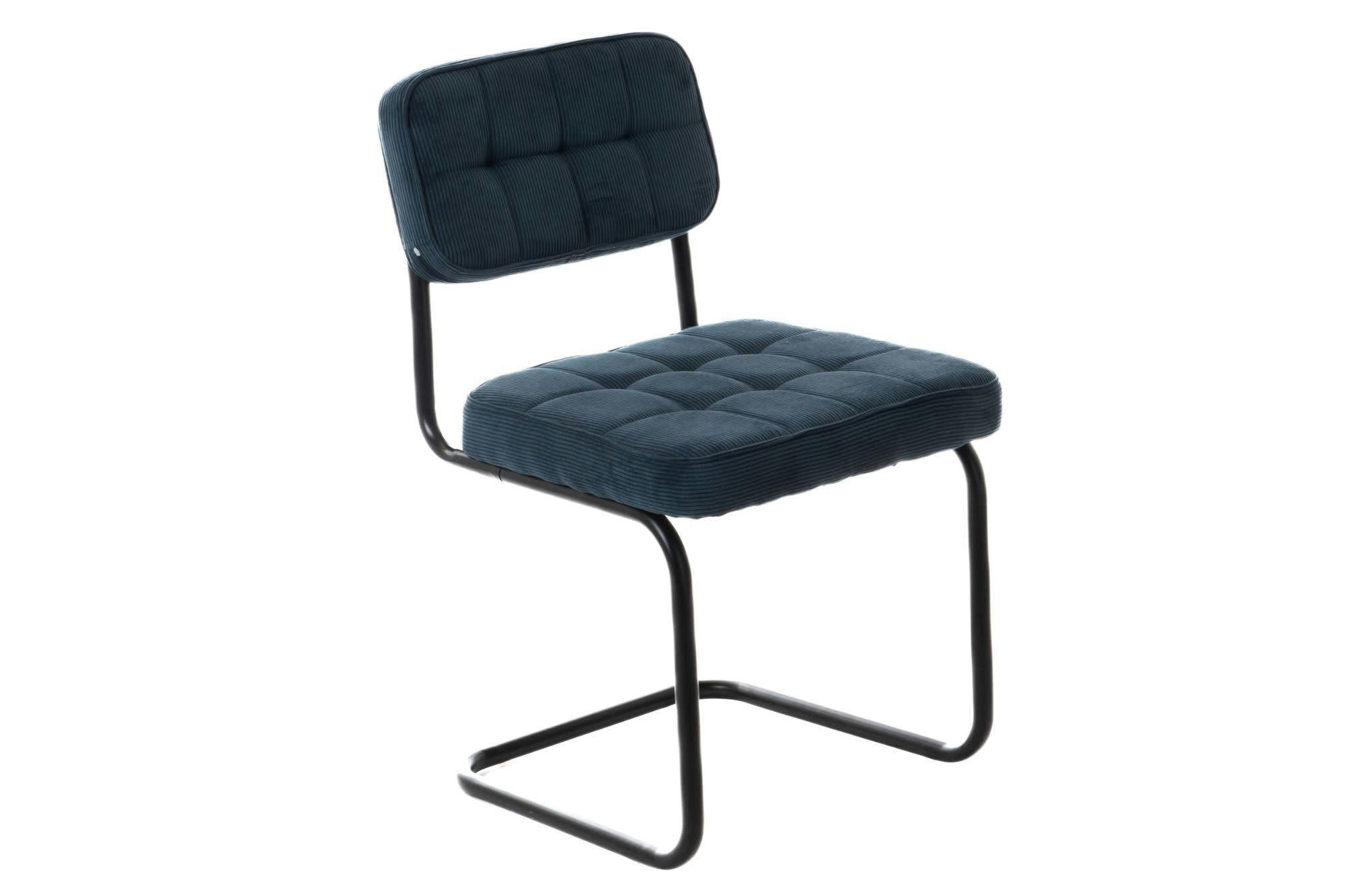 AMELIE - Lot de 4 chaise de salle à manger pied luge noir en velours côtelé