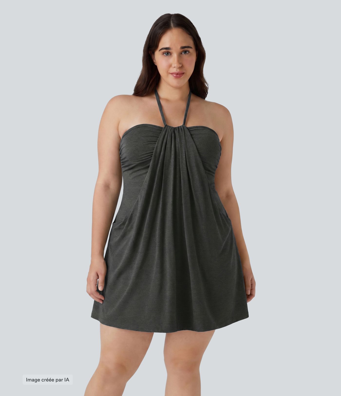 Robe mini de villégiature grande taille à dos nu et poches