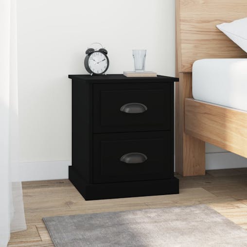 NNEVL Bedside Cabinets 2 pcs Black 39x39x47.5 cm Engineered Wood