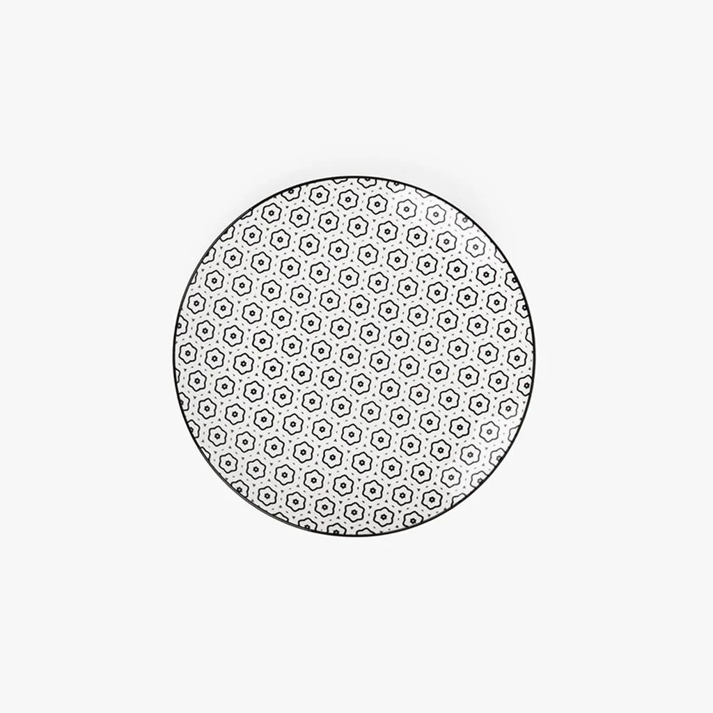 Prato de Sobremesa Geométrico Preto ASIA
