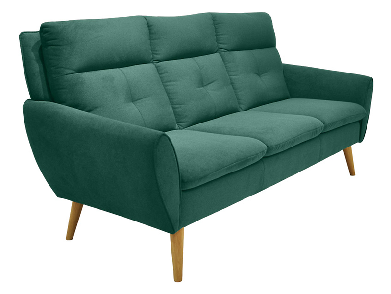 Sofa trzyosobowa Scandic nierozkładana welurowa zielona