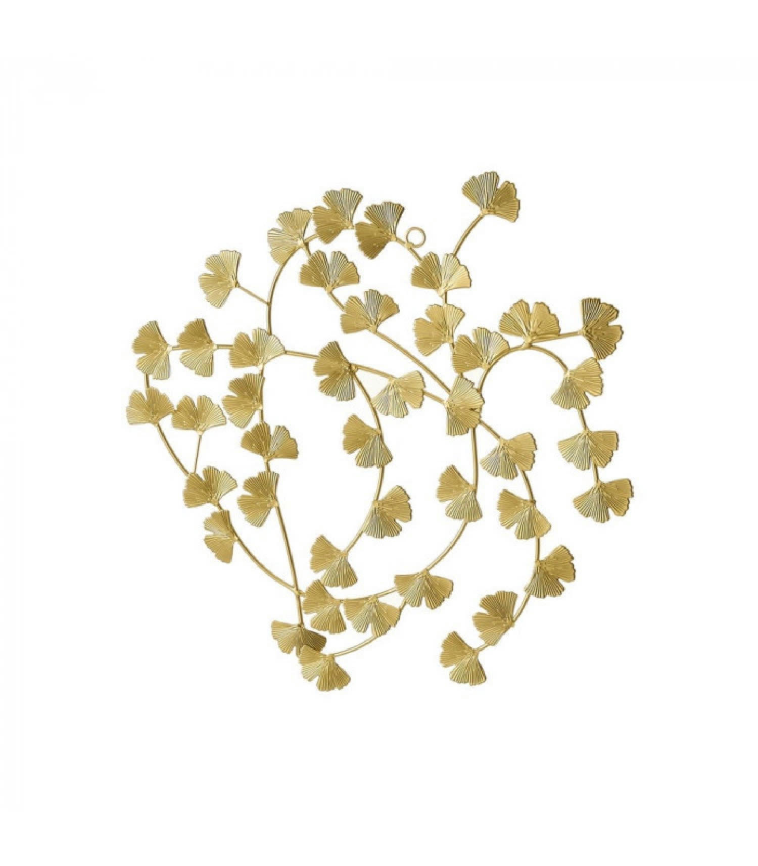 FEUILLES - Décoration murale ronde feuilles en métal doré 48x51cm