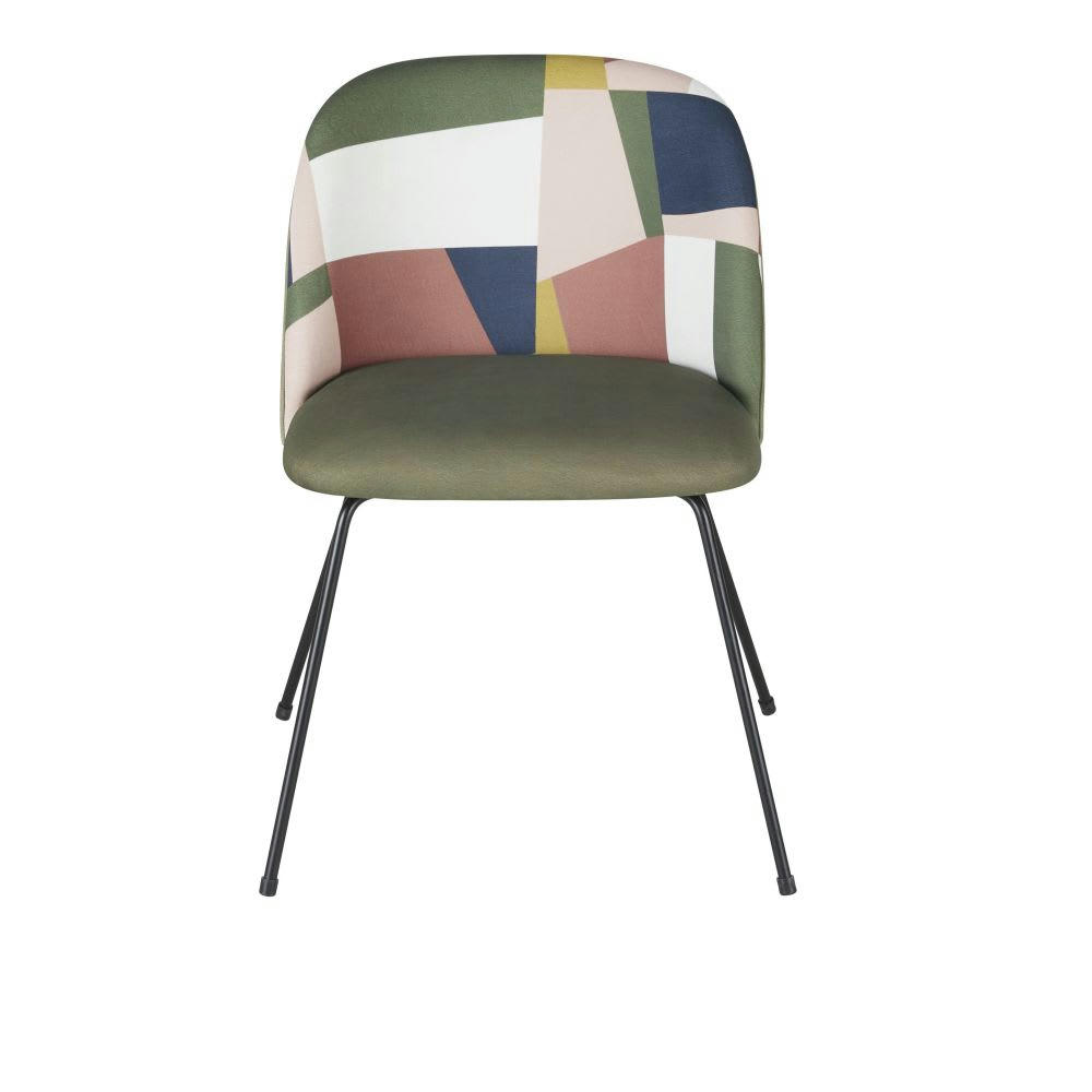 Wanda Business - Chaises professionnelles en velours de polyester recyclé multicolore et métal noir (x2)