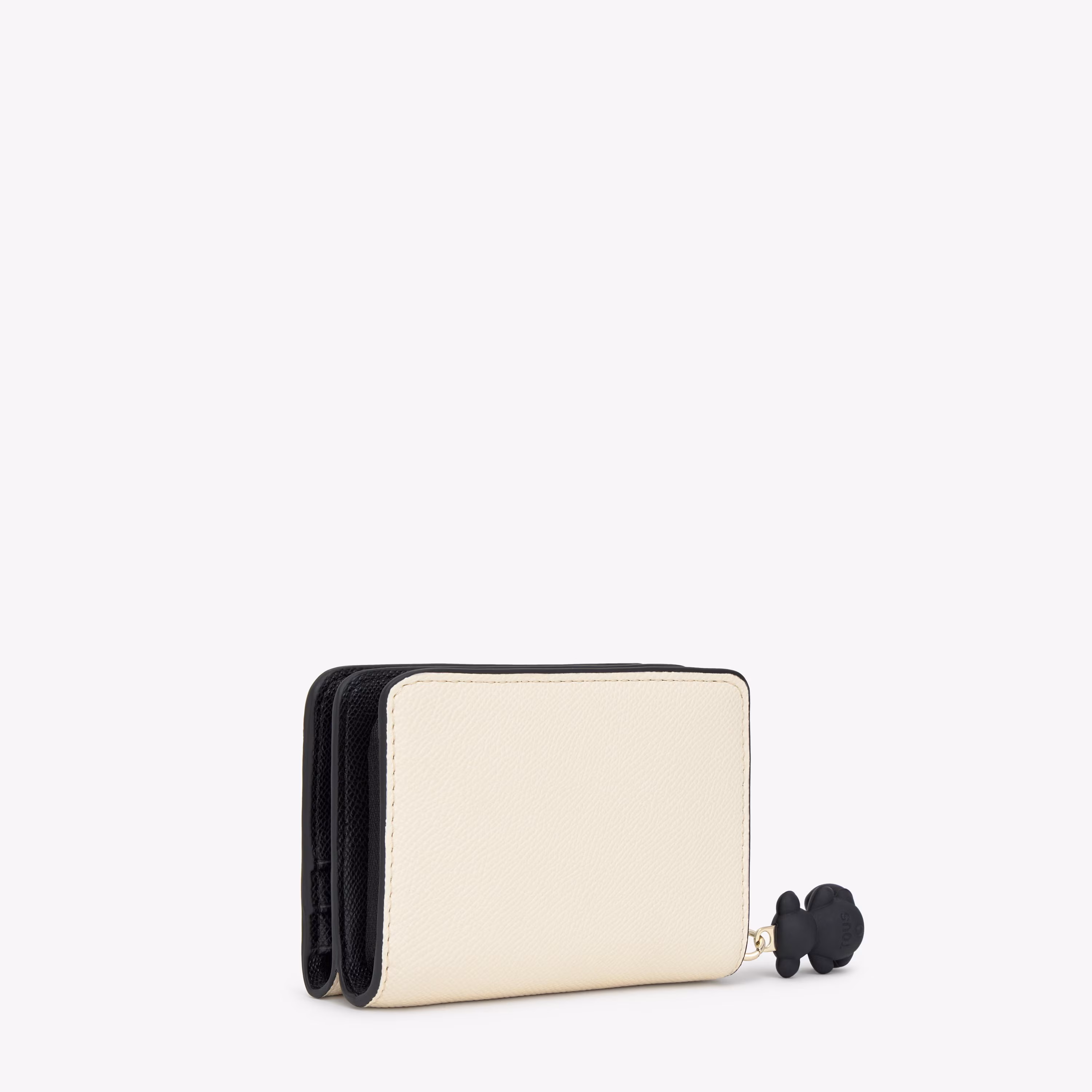 Billetera mediana doble negro Audree Saffiano