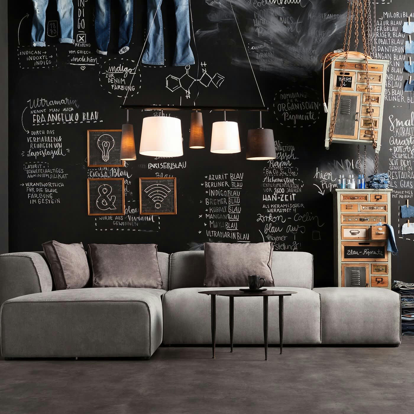 INFINITY - Canapé d'angle gauche 4 places en tissu gris