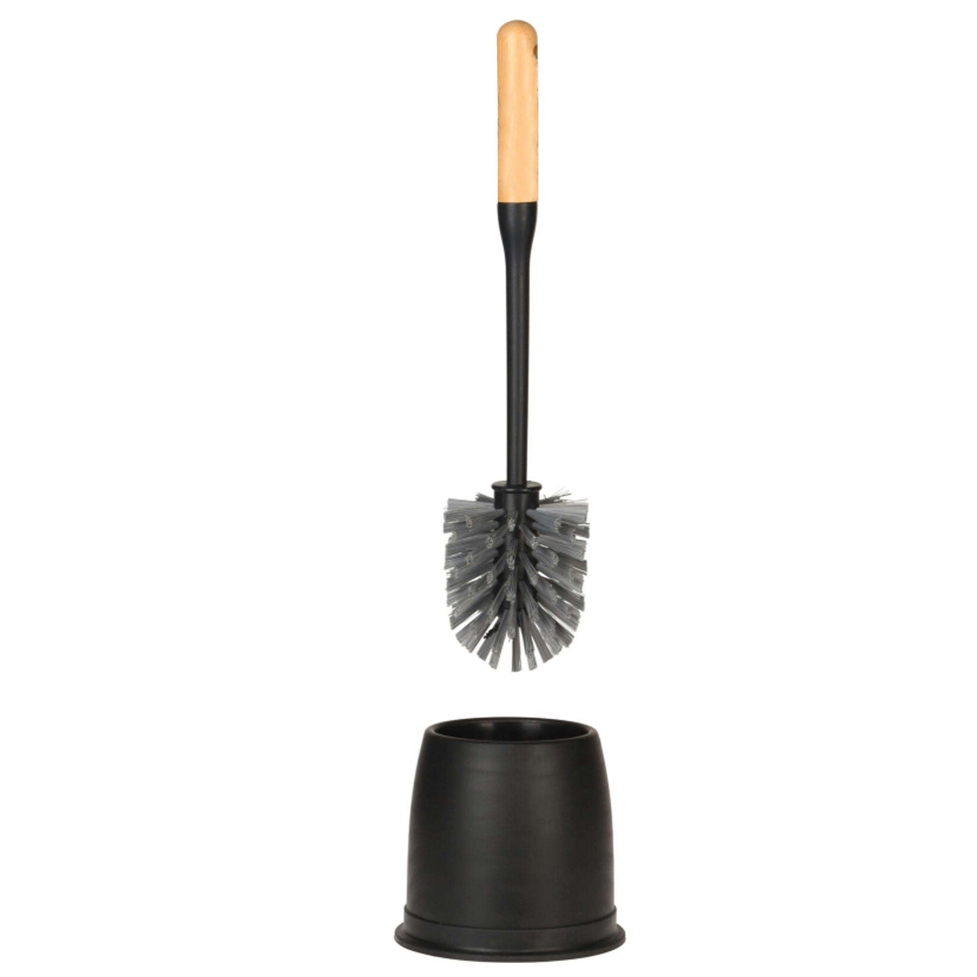 - Brosse WC en plastique noir et bois