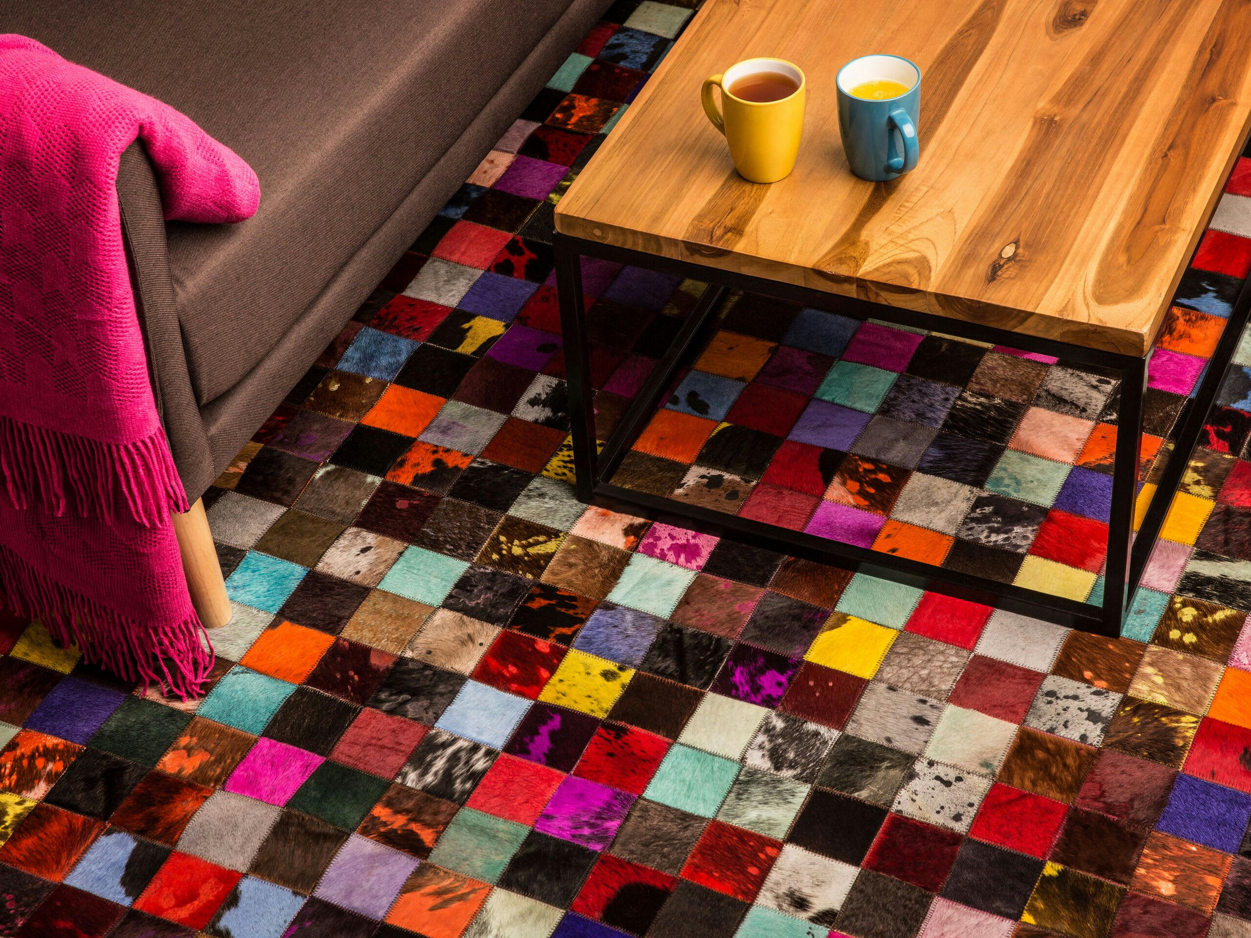 ENNE - Tapis en cuir véritable multicolore 230x160cm