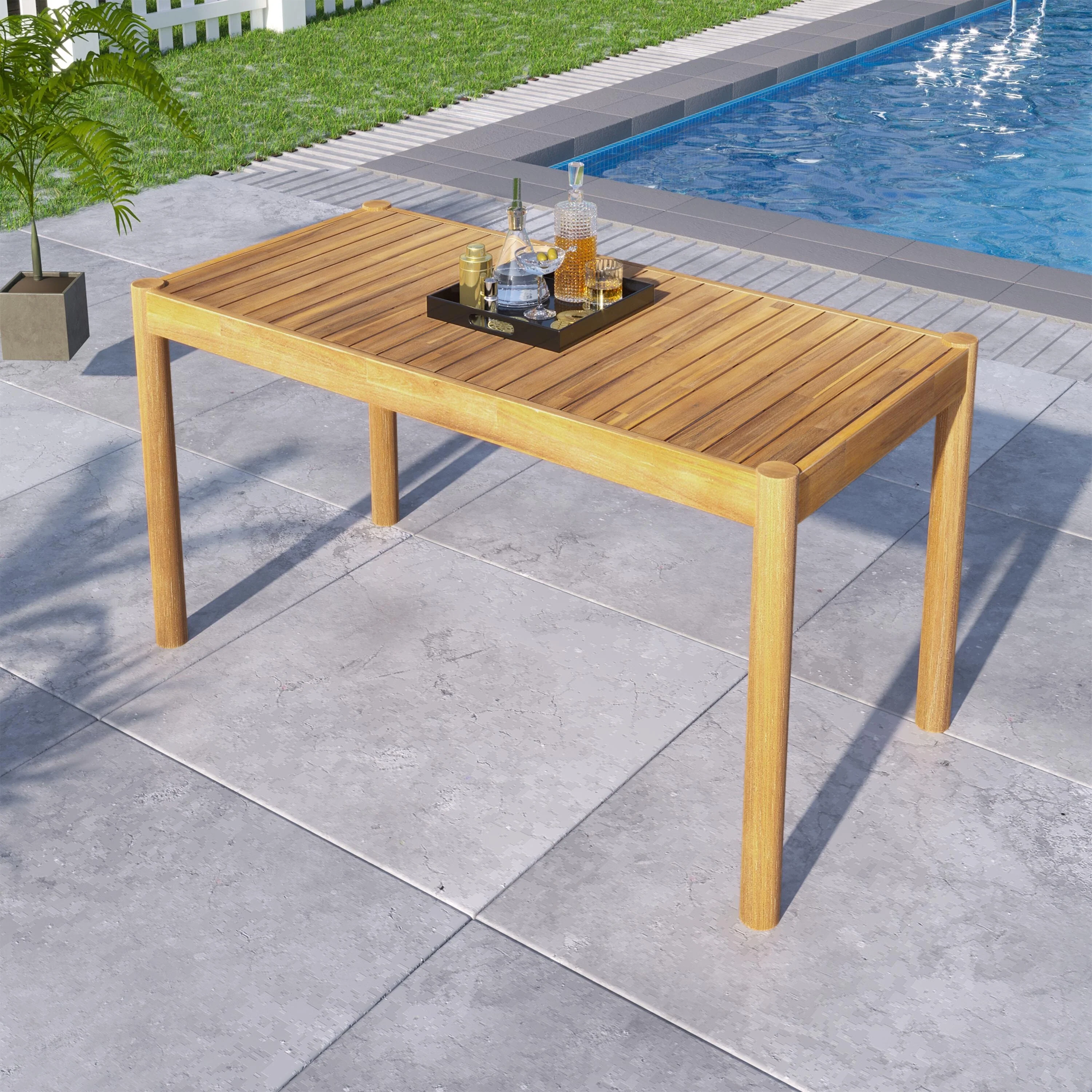 Classic Patio Style Solid Wood Dining Table High Quality Outdoor Table for Patio, Garden & Balcony