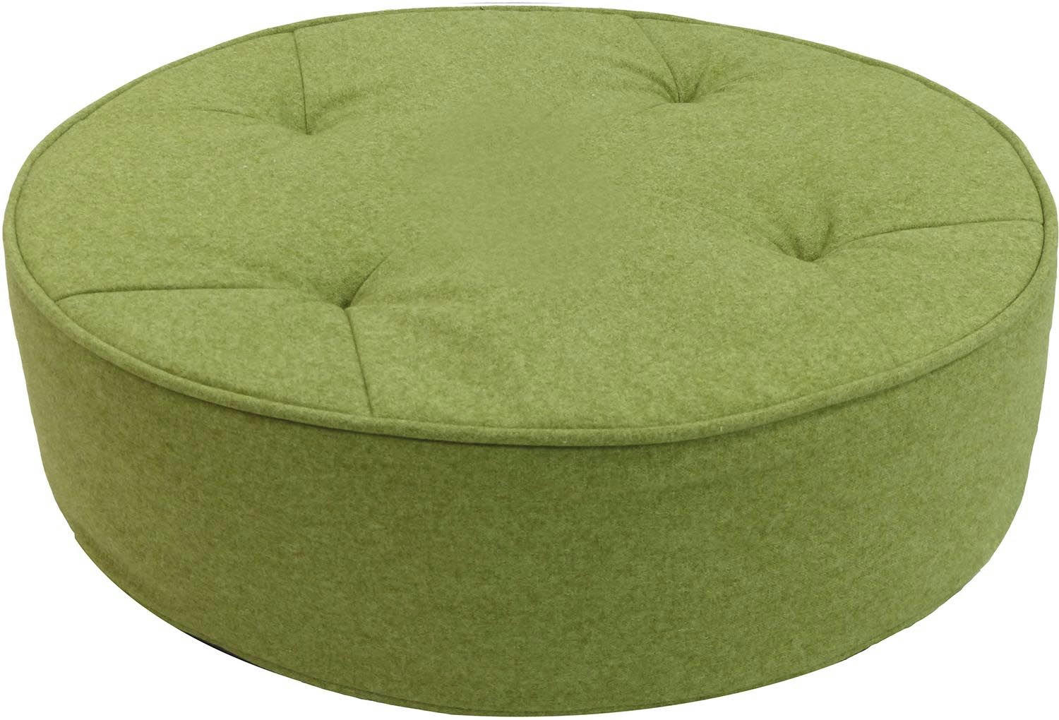 - Pouf de sol en toile effet feutrine 4 points vert